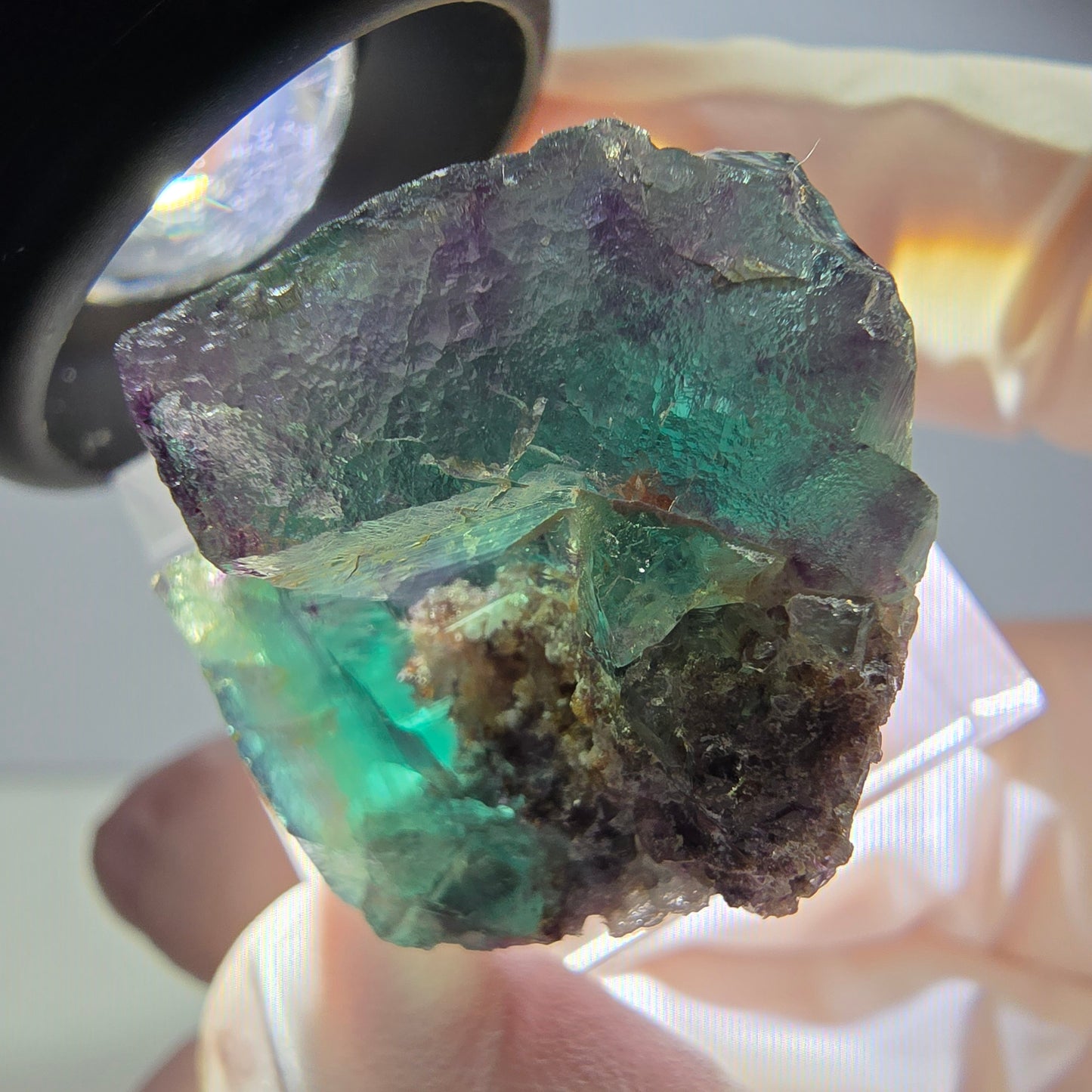 Seltene Phantom Fluorit Würfel Stufe, grün lila Okorusu, Namibia 30*25*21mm