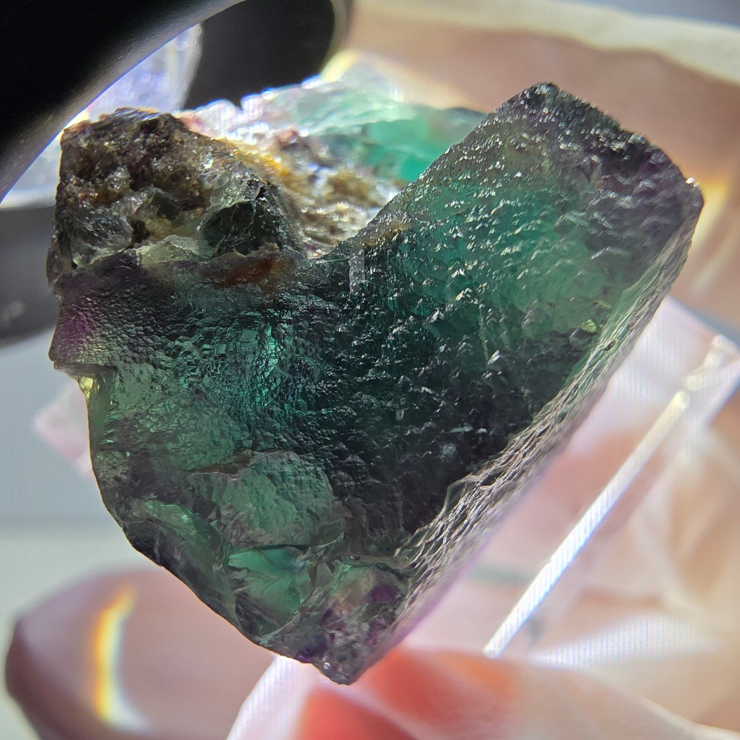 Seltene Phantom Fluorit Würfel Stufe, grün lila Okorusu, Namibia 30*25*21mm