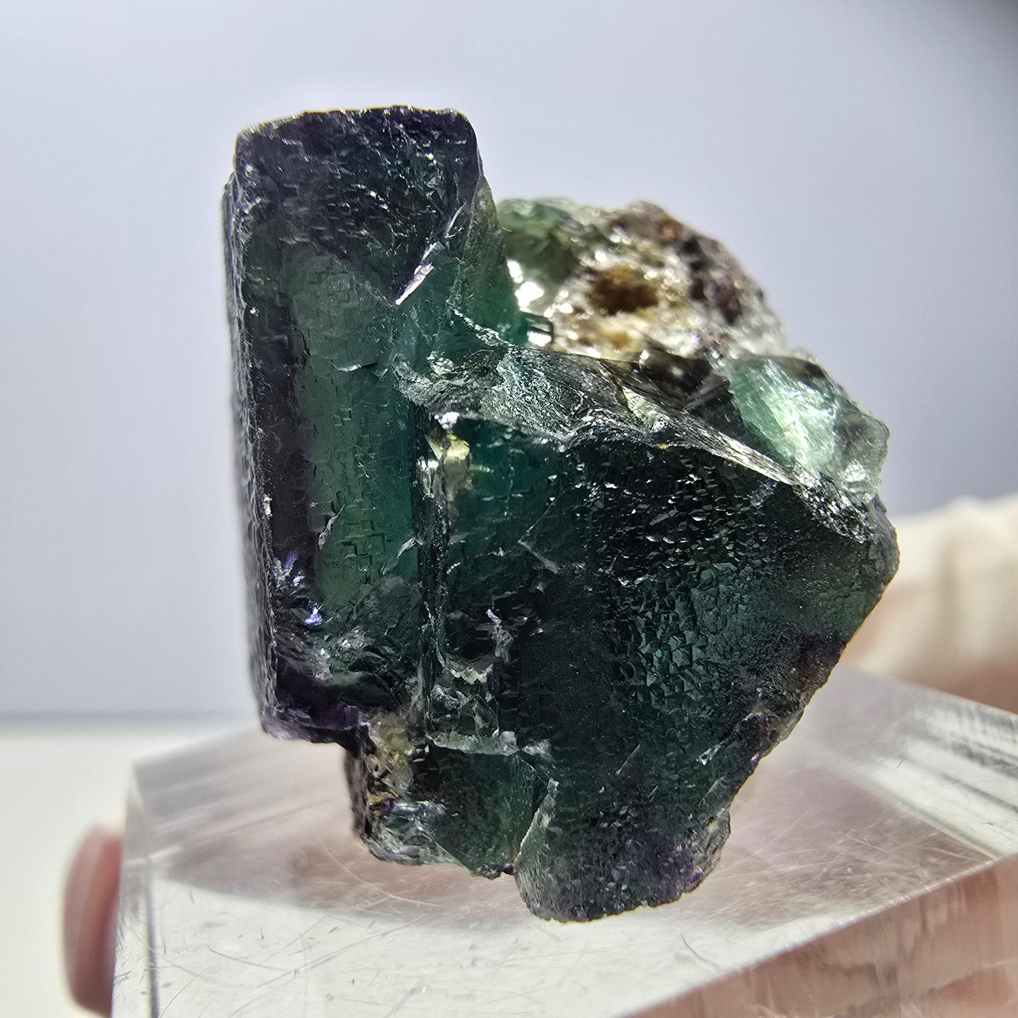 Seltene Phantom Fluorit Würfel Stufe, grün lila Okorusu, Namibia 30*25*21mm
