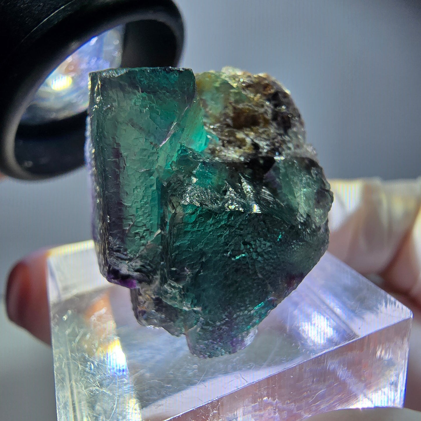 Seltene Phantom Fluorit Würfel Stufe, grün lila Okorusu, Namibia 30*25*21mm