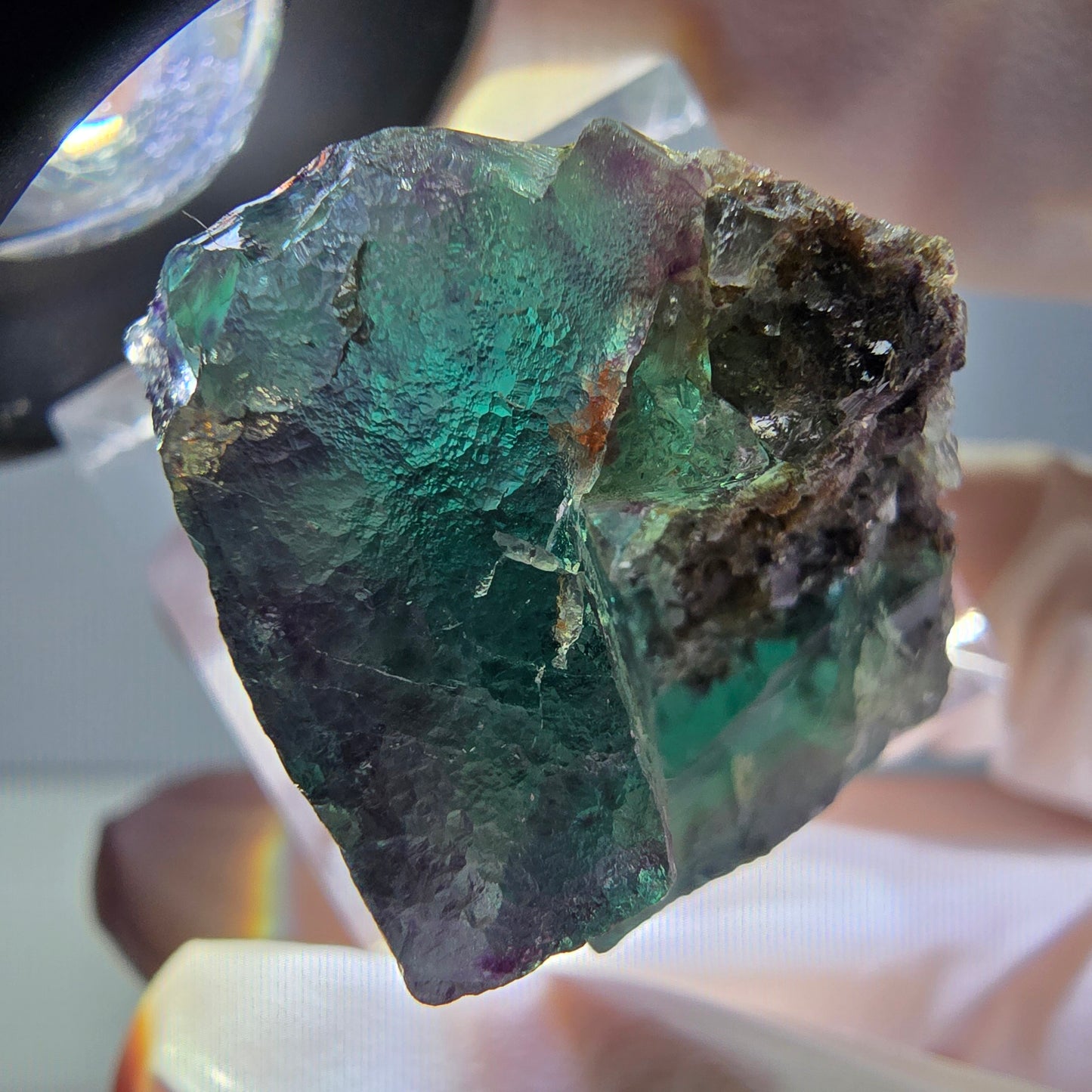 Seltene Phantom Fluorit Würfel Stufe, grün lila Okorusu, Namibia 30*25*21mm