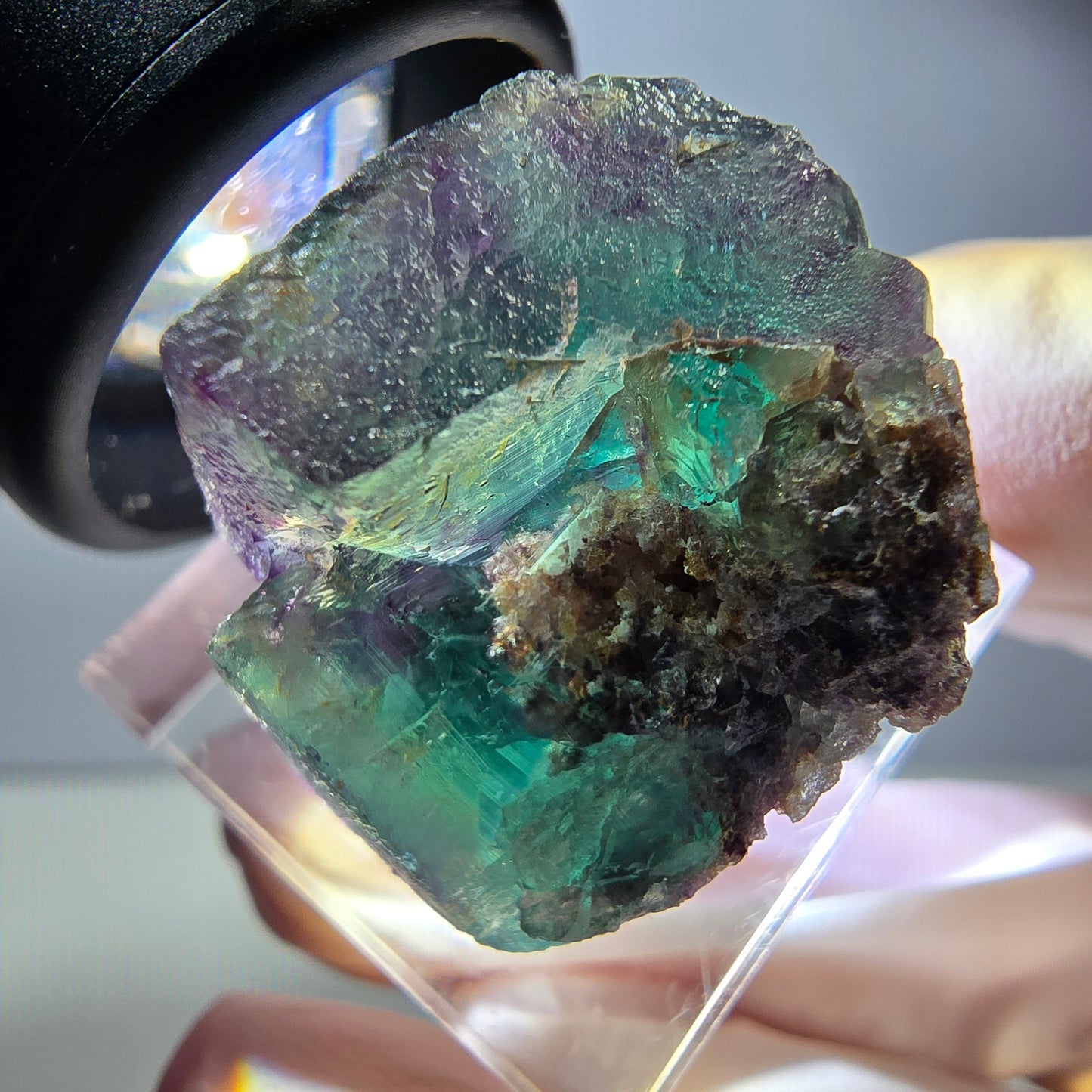 Seltene Phantom Fluorit Würfel Stufe, grün lila Okorusu, Namibia 30*25*21mm
