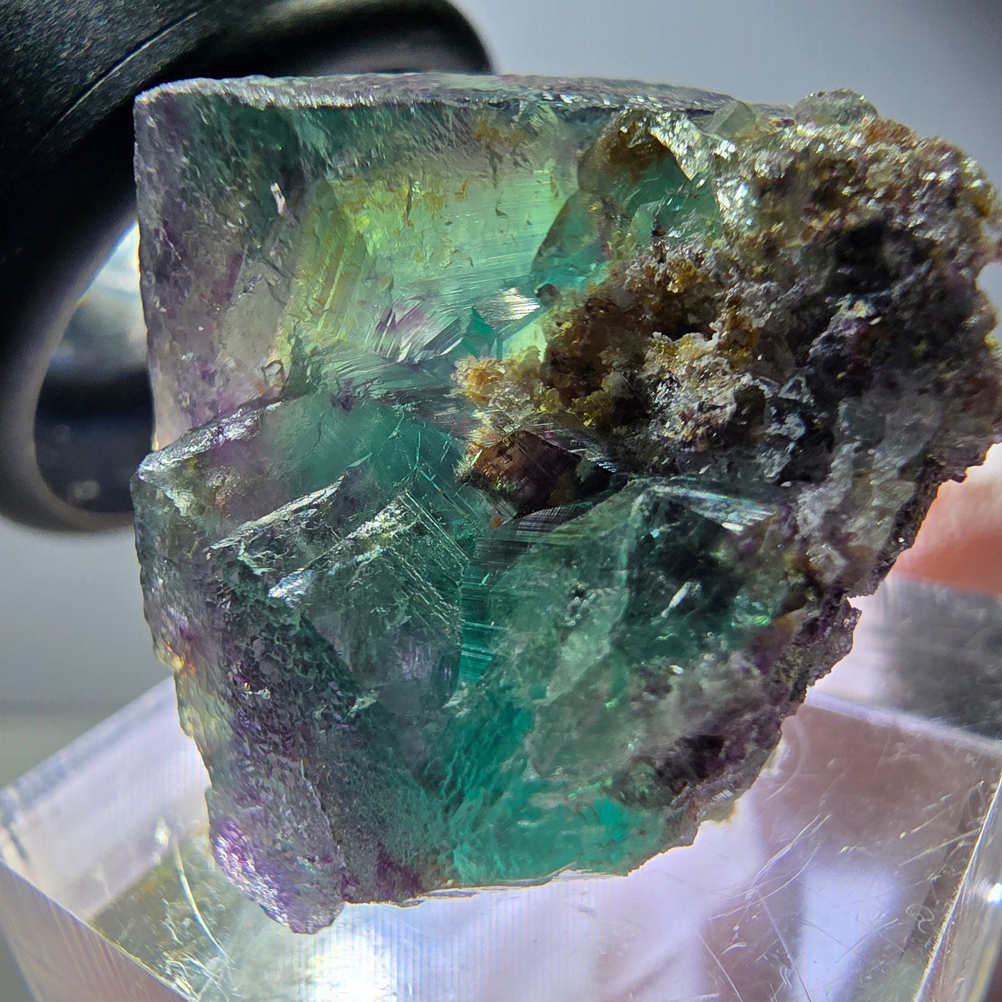 Seltene Phantom Fluorit Würfel Stufe, grün lila Okorusu, Namibia 30*25*21mm