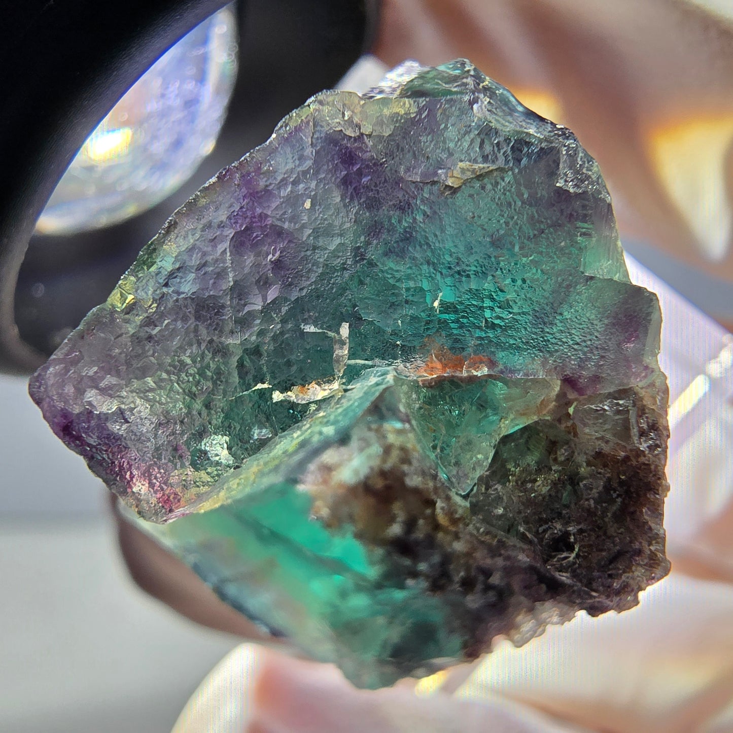 Seltene Phantom Fluorit Würfel Stufe, grün lila Okorusu, Namibia 30*25*21mm