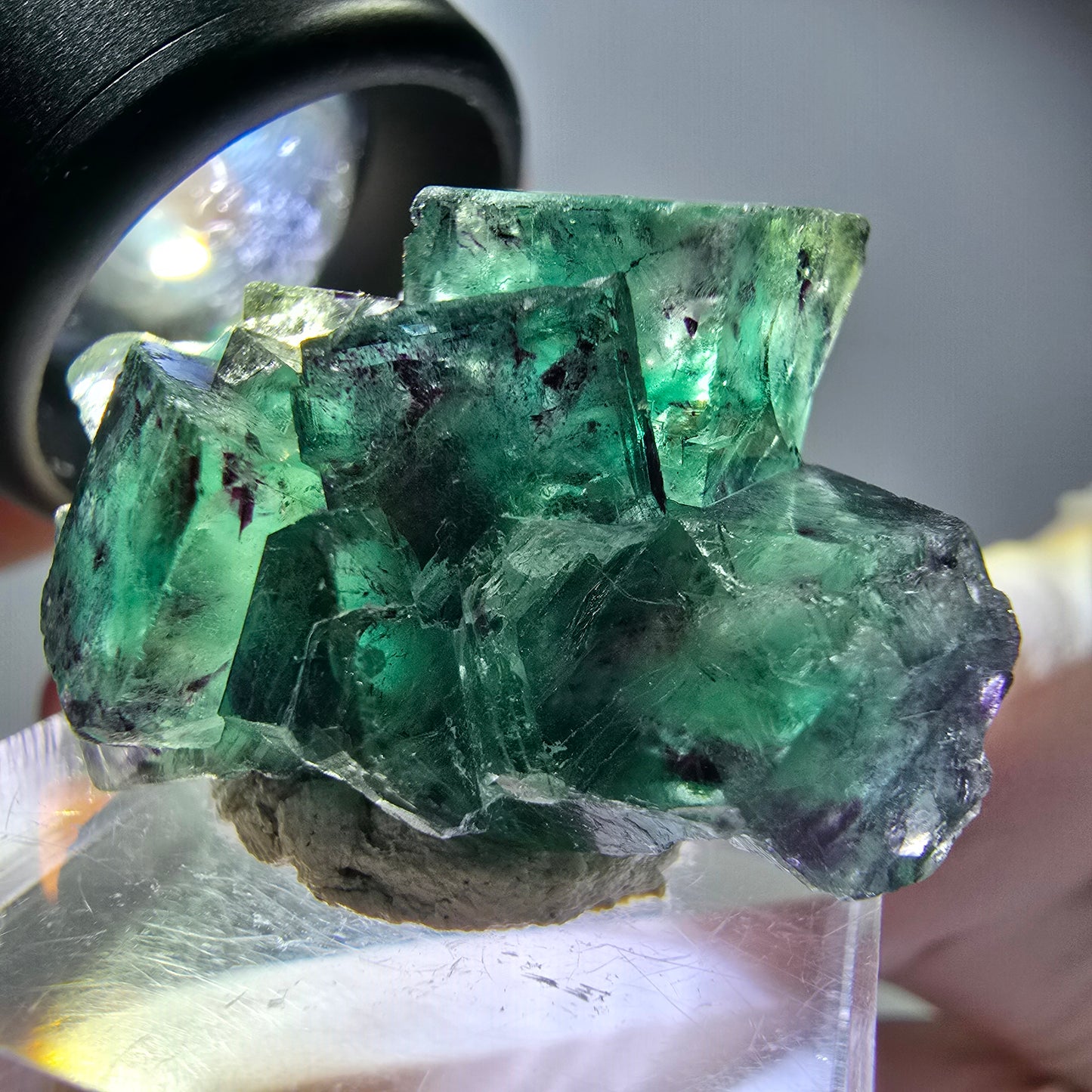 Seltene Phantom Fluorit Würfel Stufe, grün lila Okorusu, Namibia 31*23*16mm