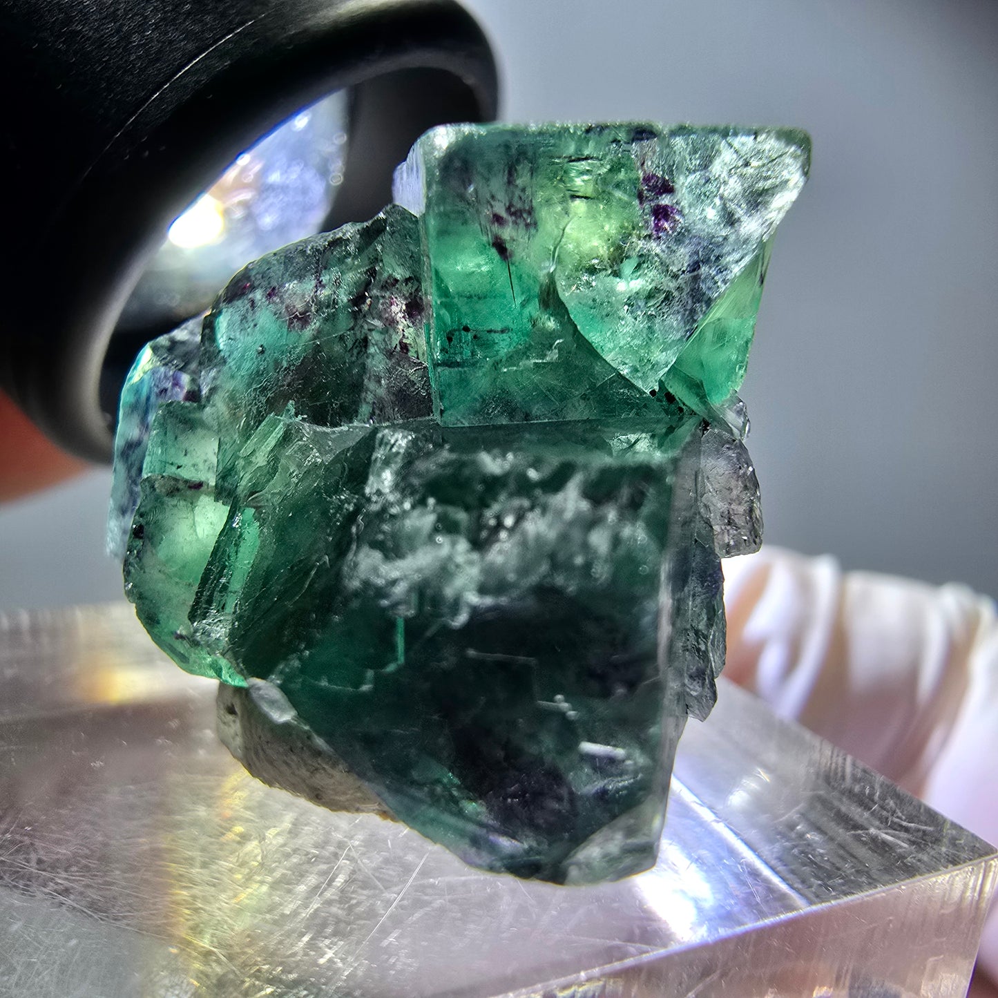 Seltene Phantom Fluorit Würfel Stufe, grün lila Okorusu, Namibia 31*23*16mm