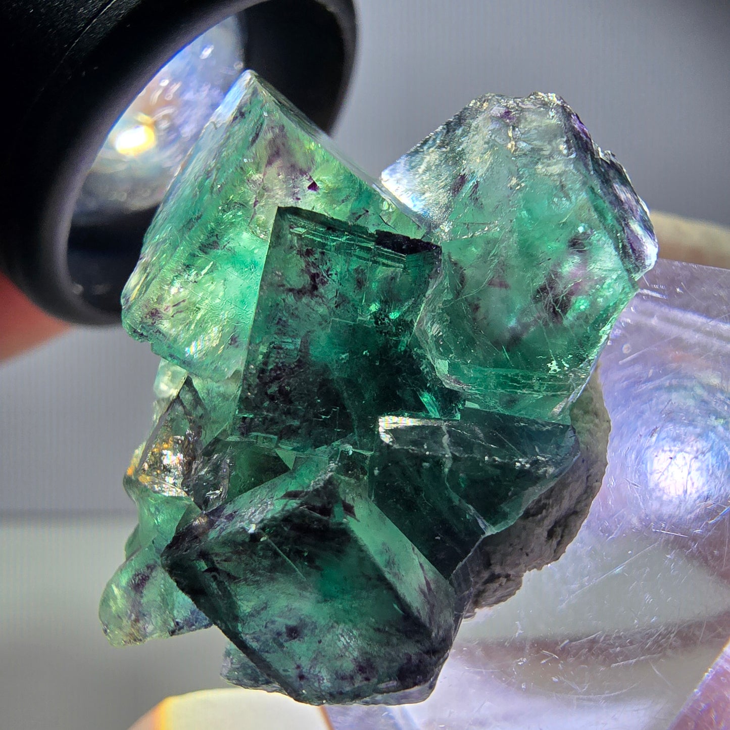 Seltene Phantom Fluorit Würfel Stufe, grün lila Okorusu, Namibia 31*23*16mm