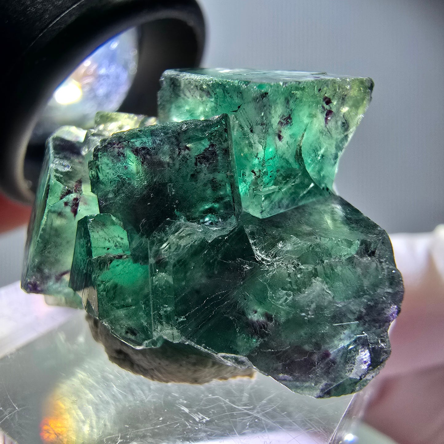 Seltene Phantom Fluorit Würfel Stufe, grün lila Okorusu, Namibia 31*23*16mm