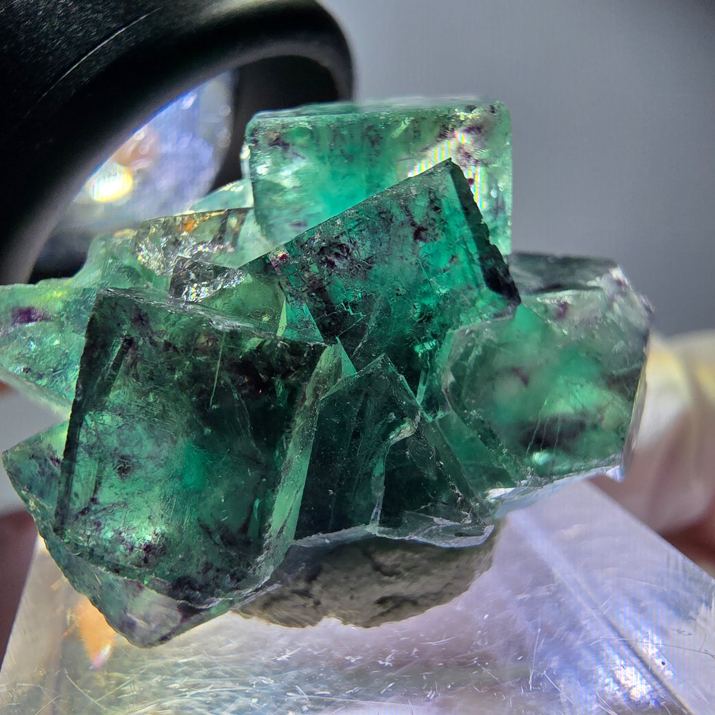Seltene Phantom Fluorit Würfel Stufe, grün lila Okorusu, Namibia 31*23*16mm