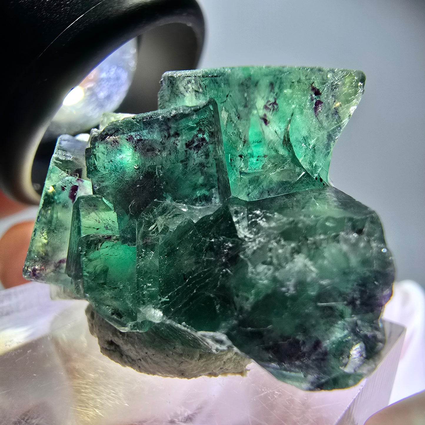 Seltene Phantom Fluorit Würfel Stufe, grün lila Okorusu, Namibia 31*23*16mm