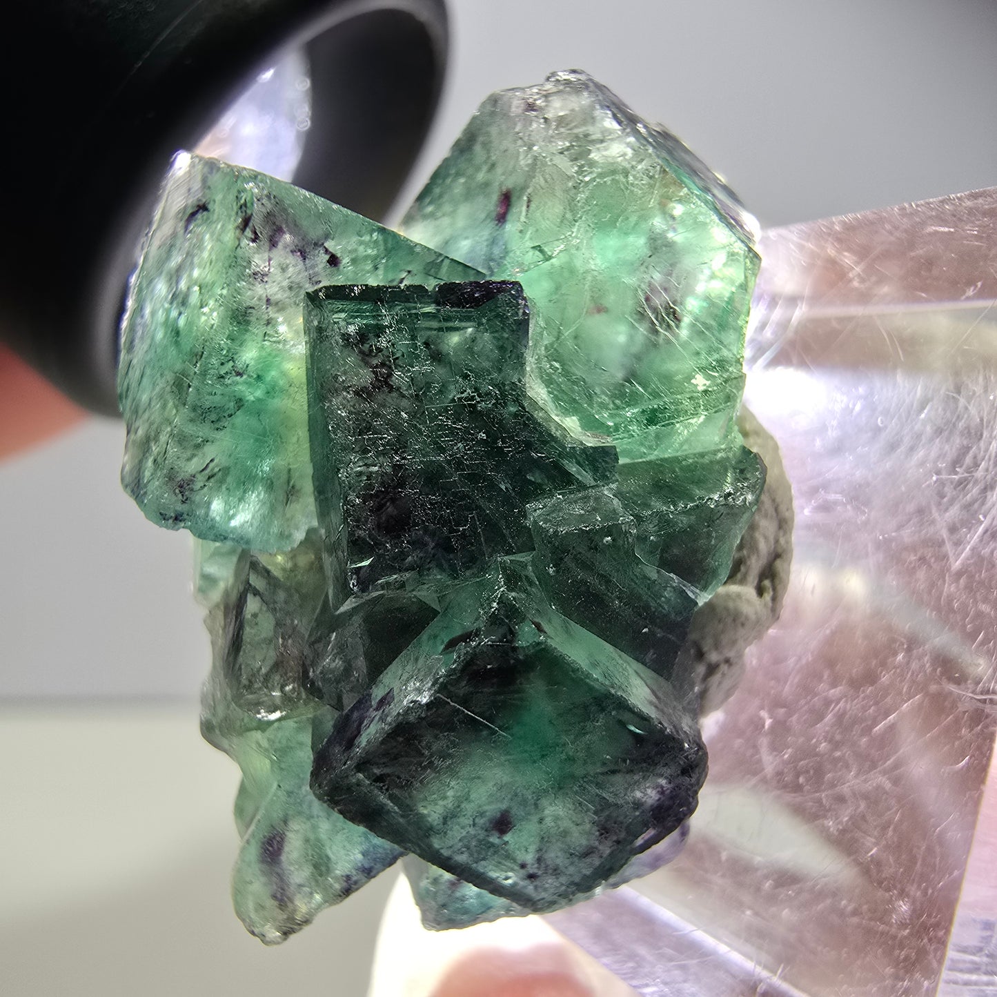 Seltene Phantom Fluorit Würfel Stufe, grün lila Okorusu, Namibia 31*23*16mm