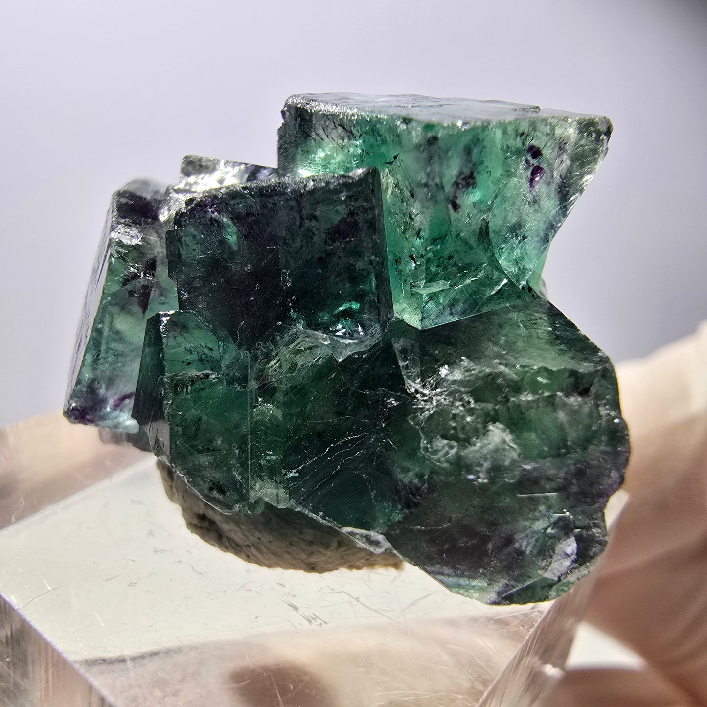 Seltene Phantom Fluorit Würfel Stufe, grün lila Okorusu, Namibia 31*23*16mm