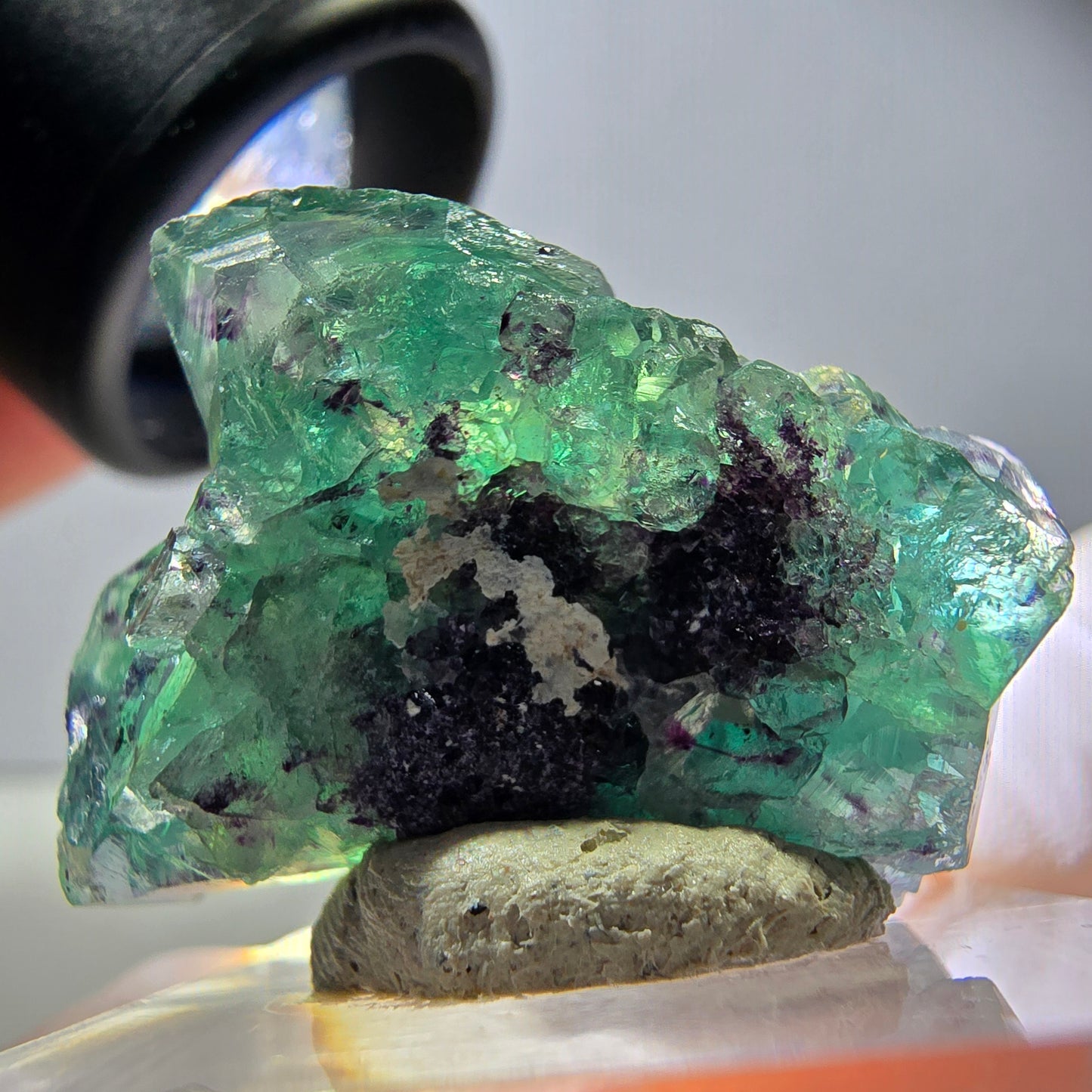 Seltene Phantom Fluorit Würfel Stufe, grün lila Okorusu, Namibia 31*23*16mm