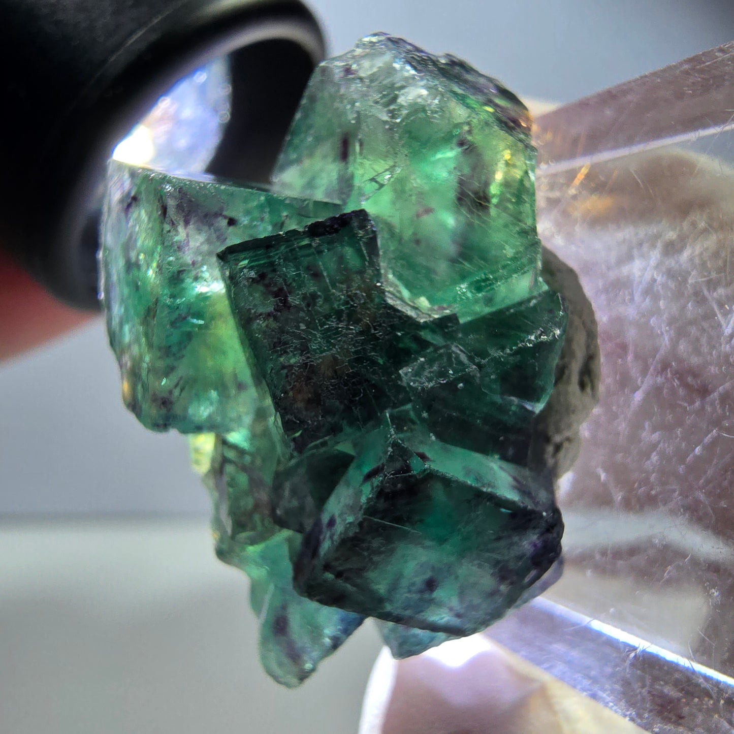 Seltene Phantom Fluorit Würfel Stufe, grün lila Okorusu, Namibia 31*23*16mm