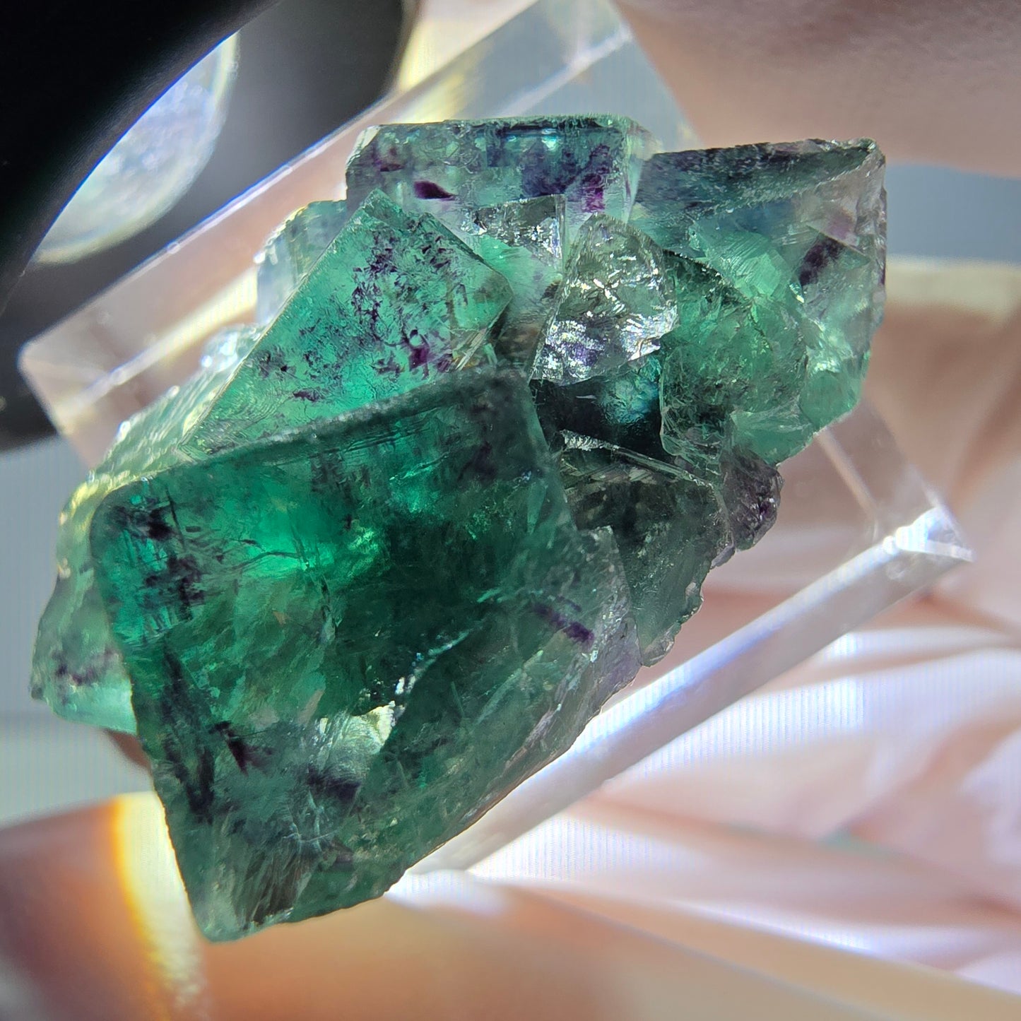 Seltene Phantom Fluorit Würfel Stufe, grün lila Okorusu, Namibia 31*23*16mm