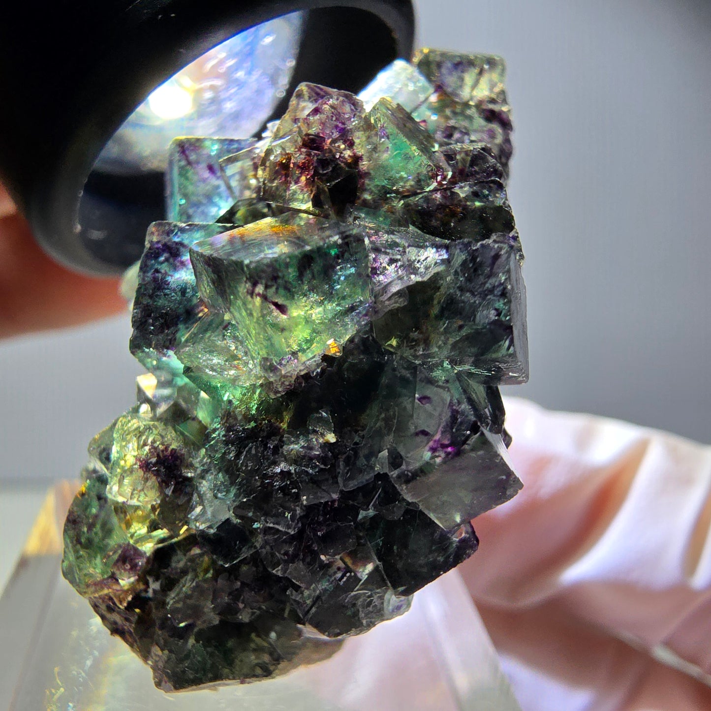 Rare Phantom Fluorite Cube Specimen, green purple Okorusu, Namibia 37*33*16mm