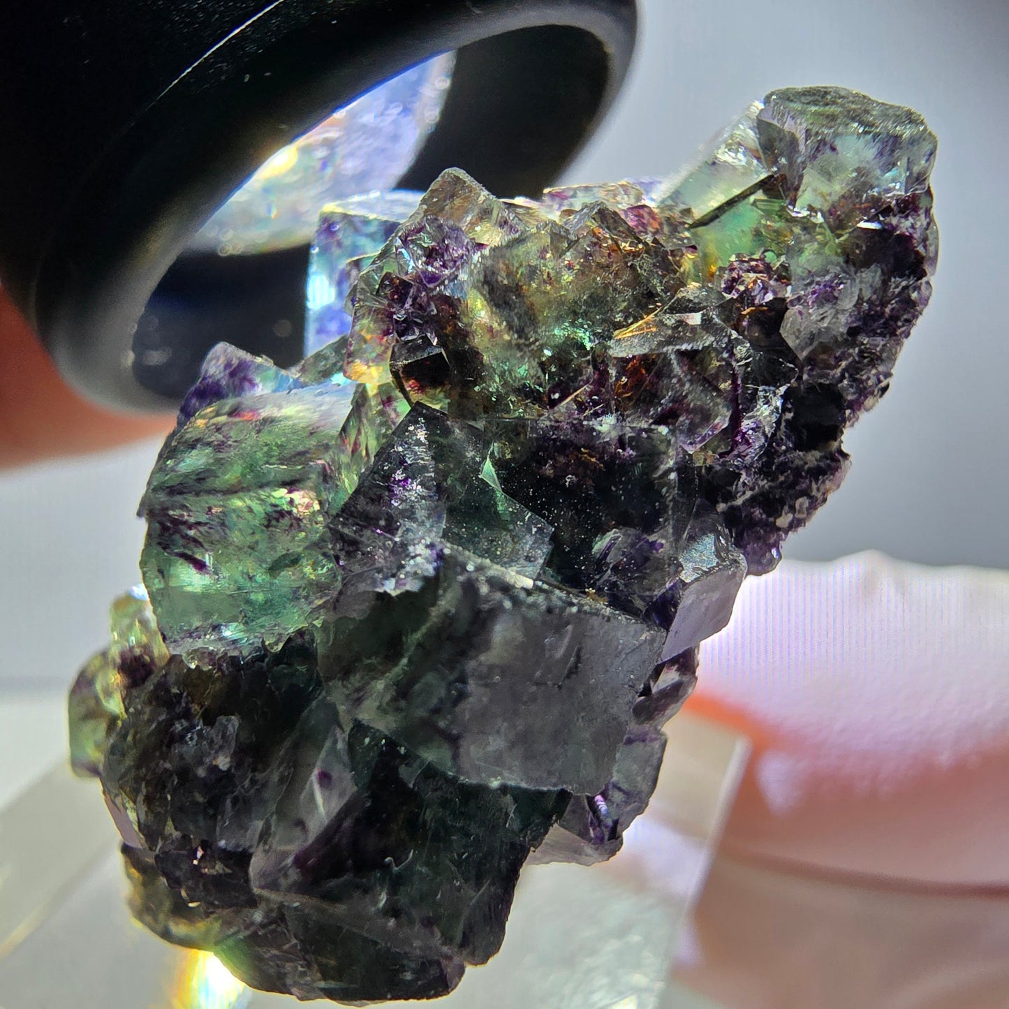 Rare Phantom Fluorite Cube Specimen, green purple Okorusu, Namibia 37*33*16mm