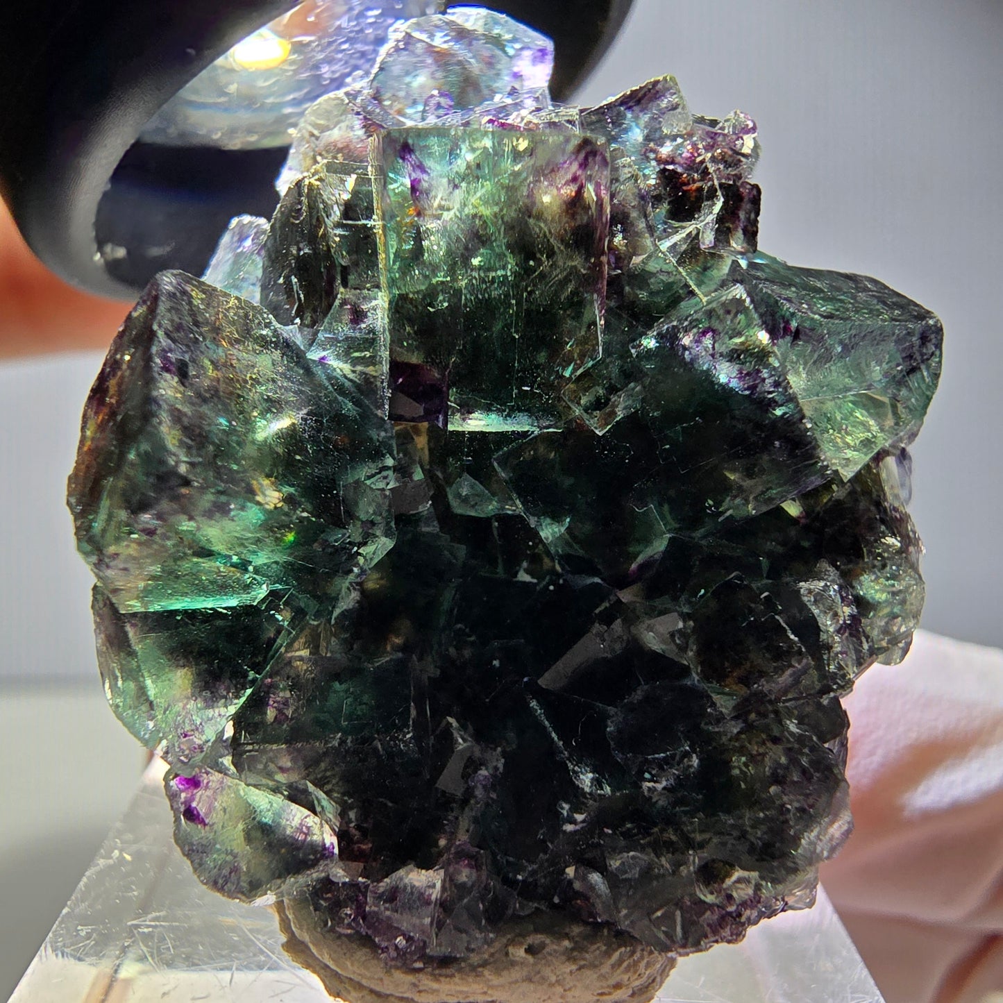 Rare Phantom Fluorite Cube Specimen, green purple Okorusu, Namibia 37*33*16mm
