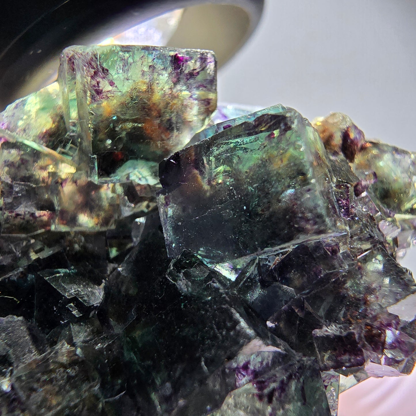 Rare Phantom Fluorite Cube Specimen, green purple Okorusu, Namibia 37*33*16mm