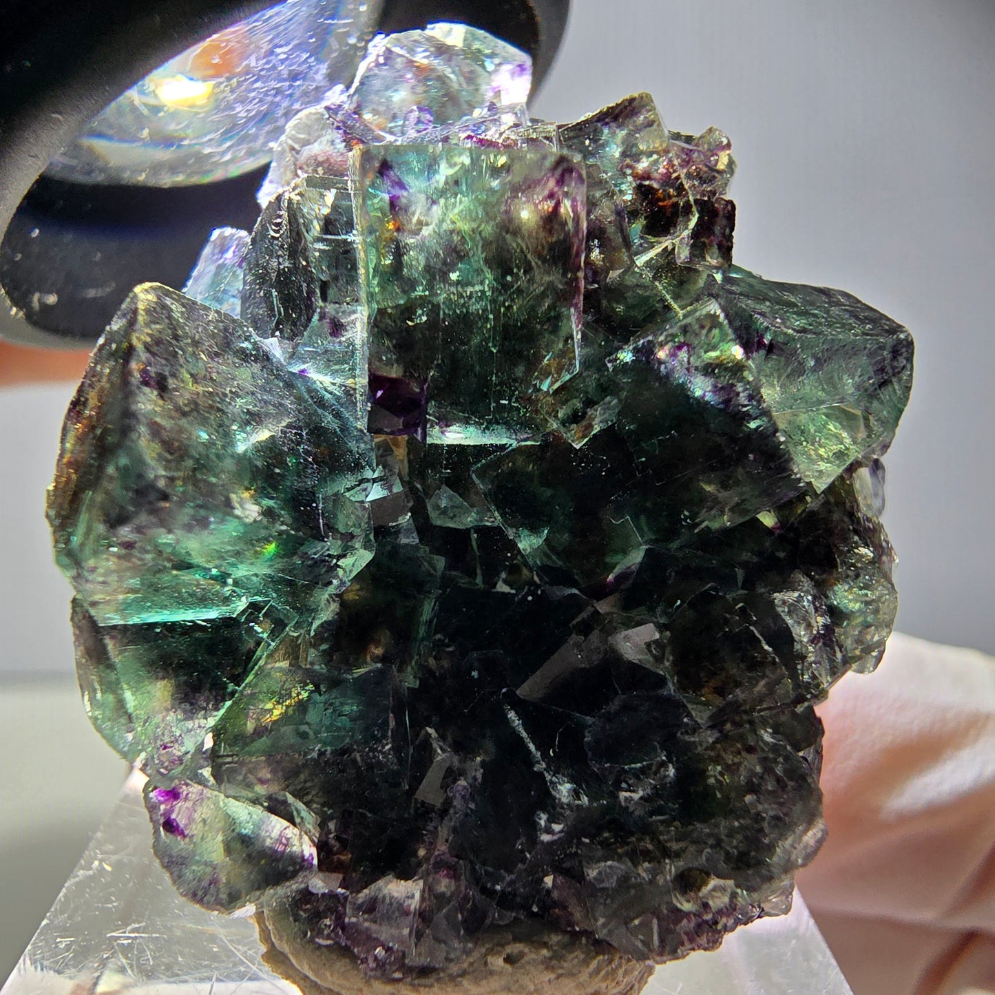 Rare Phantom Fluorite Cube Specimen, green purple Okorusu, Namibia 37*33*16mm