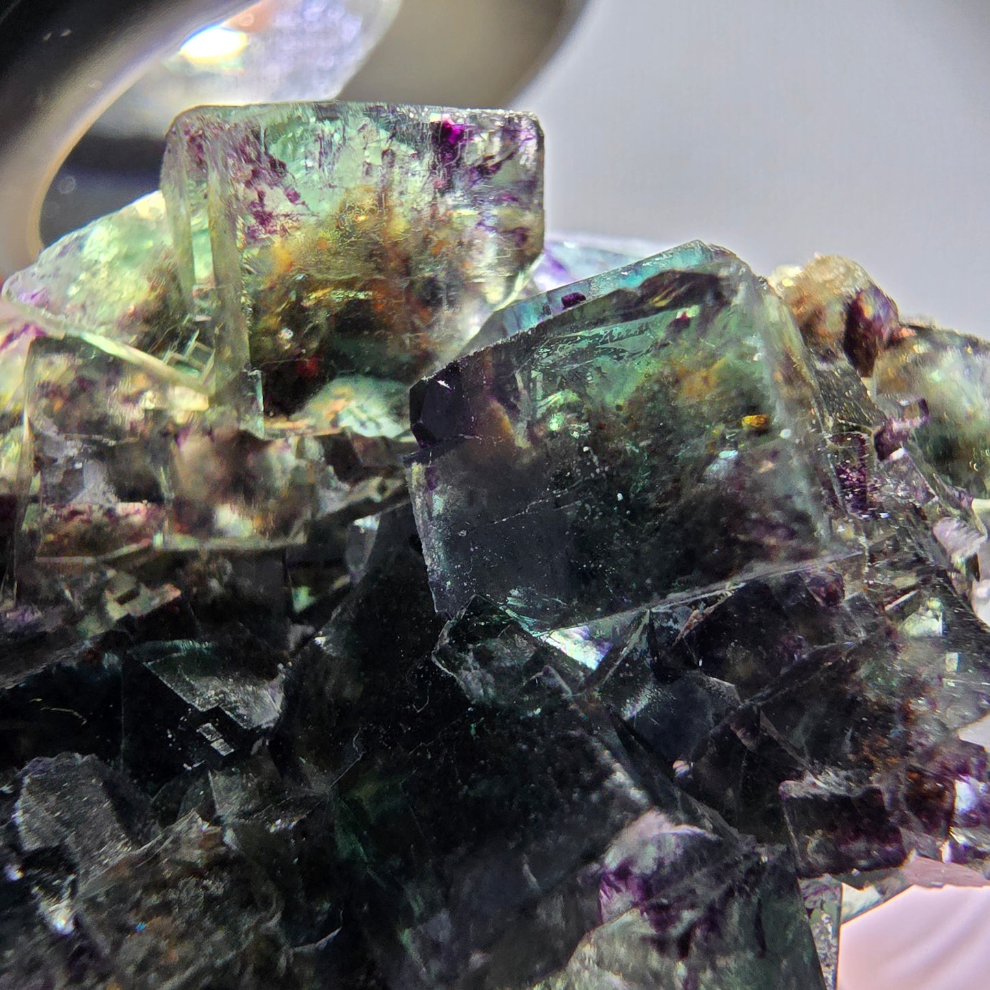 Rare Phantom Fluorite Cube Specimen, green purple Okorusu, Namibia 37*33*16mm