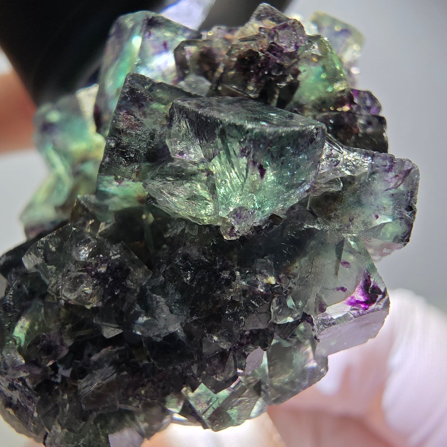 Rare Phantom Fluorite Cube Specimen, green purple Okorusu, Namibia 37*33*16mm