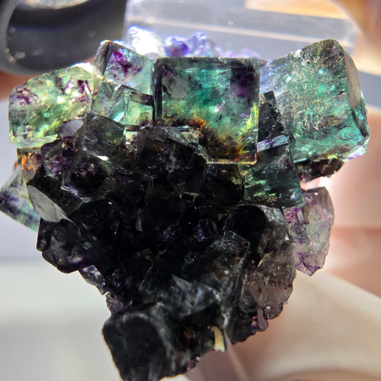 Rare Phantom Fluorite Cube Specimen, green purple Okorusu, Namibia 37*33*16mm