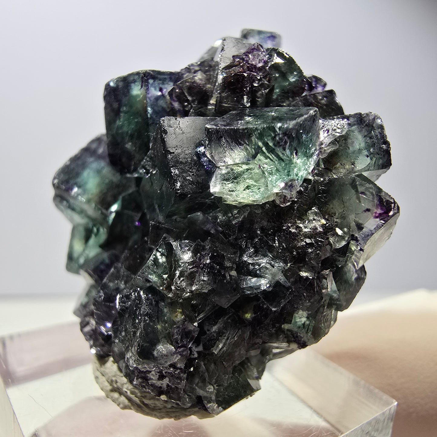 Rare Phantom Fluorite Cube Specimen, green purple Okorusu, Namibia 37*33*16mm