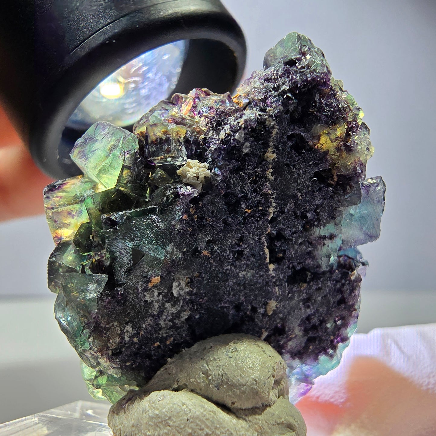 Rare Phantom Fluorite Cube Specimen, green purple Okorusu, Namibia 37*33*16mm