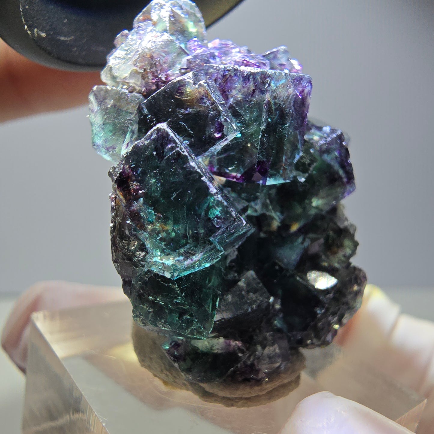 Rare Phantom Fluorite Cube Specimen, green purple Okorusu, Namibia 37*33*16mm