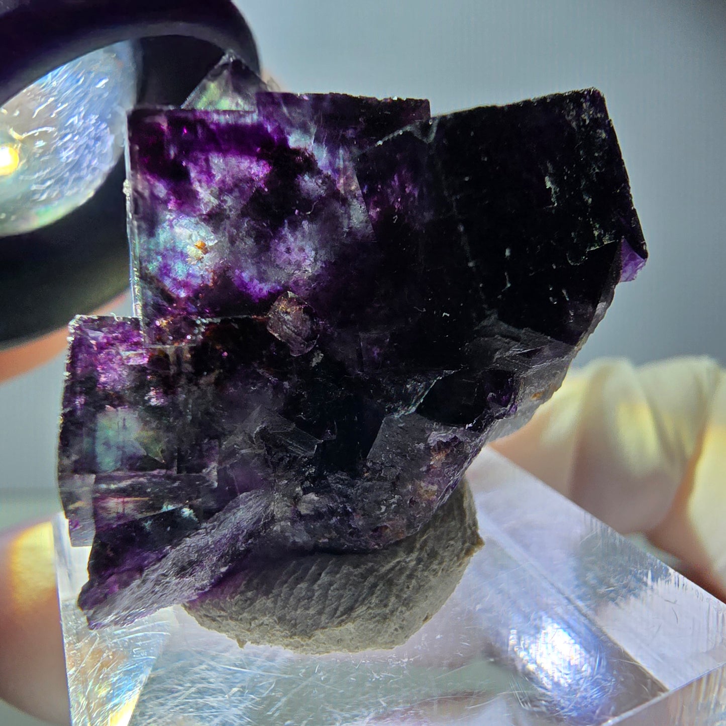 Rare Phantom Fluorite Cube Specimen, green purple Okorusu, Namibia 33*23*17mm