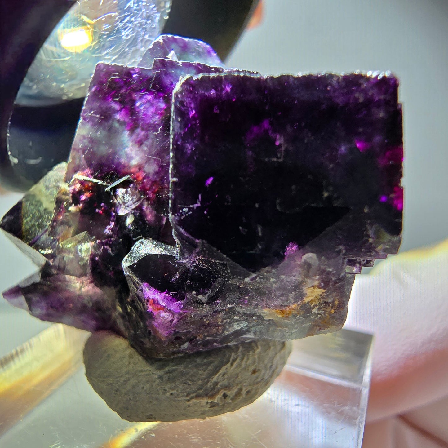 Rare Phantom Fluorite Cube Specimen, green purple Okorusu, Namibia 33*23*17mm