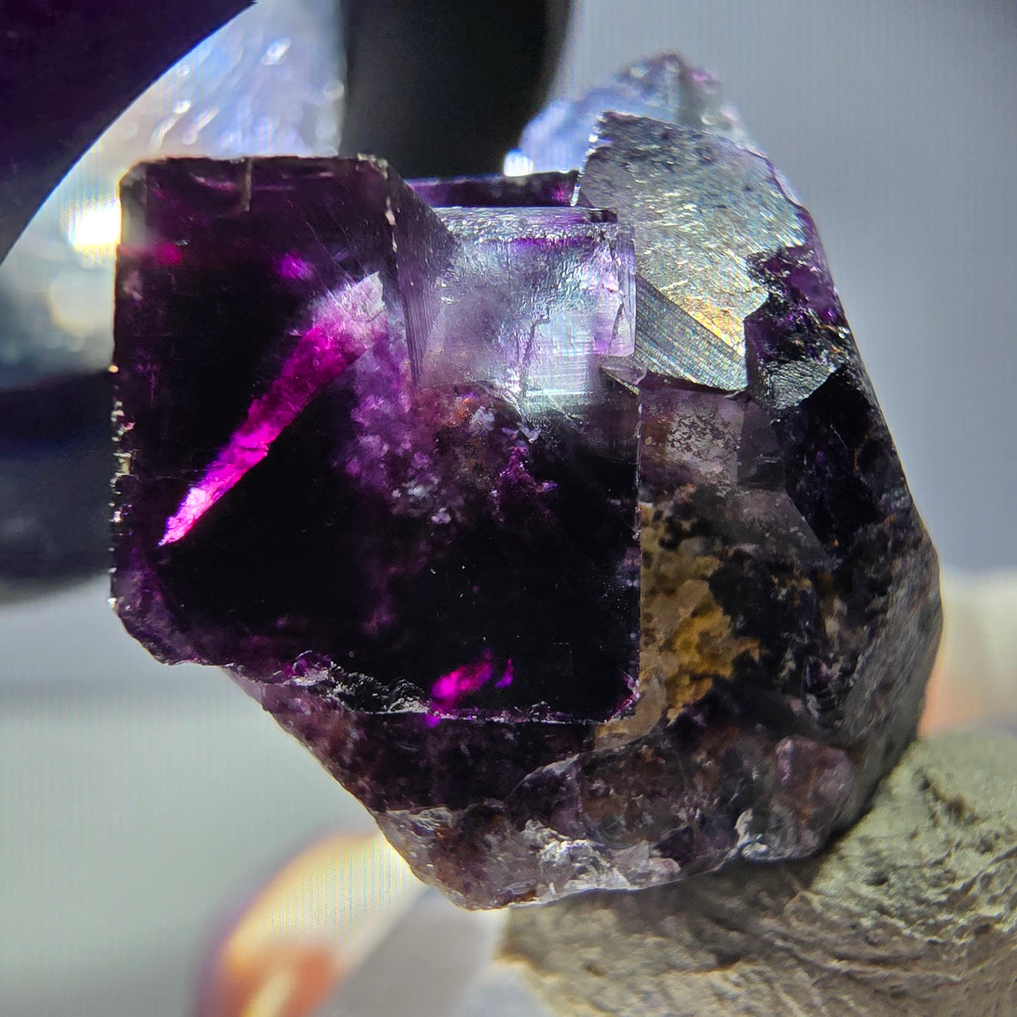 Rare Phantom Fluorite Cube Specimen, green purple Okorusu, Namibia 33*23*17mm