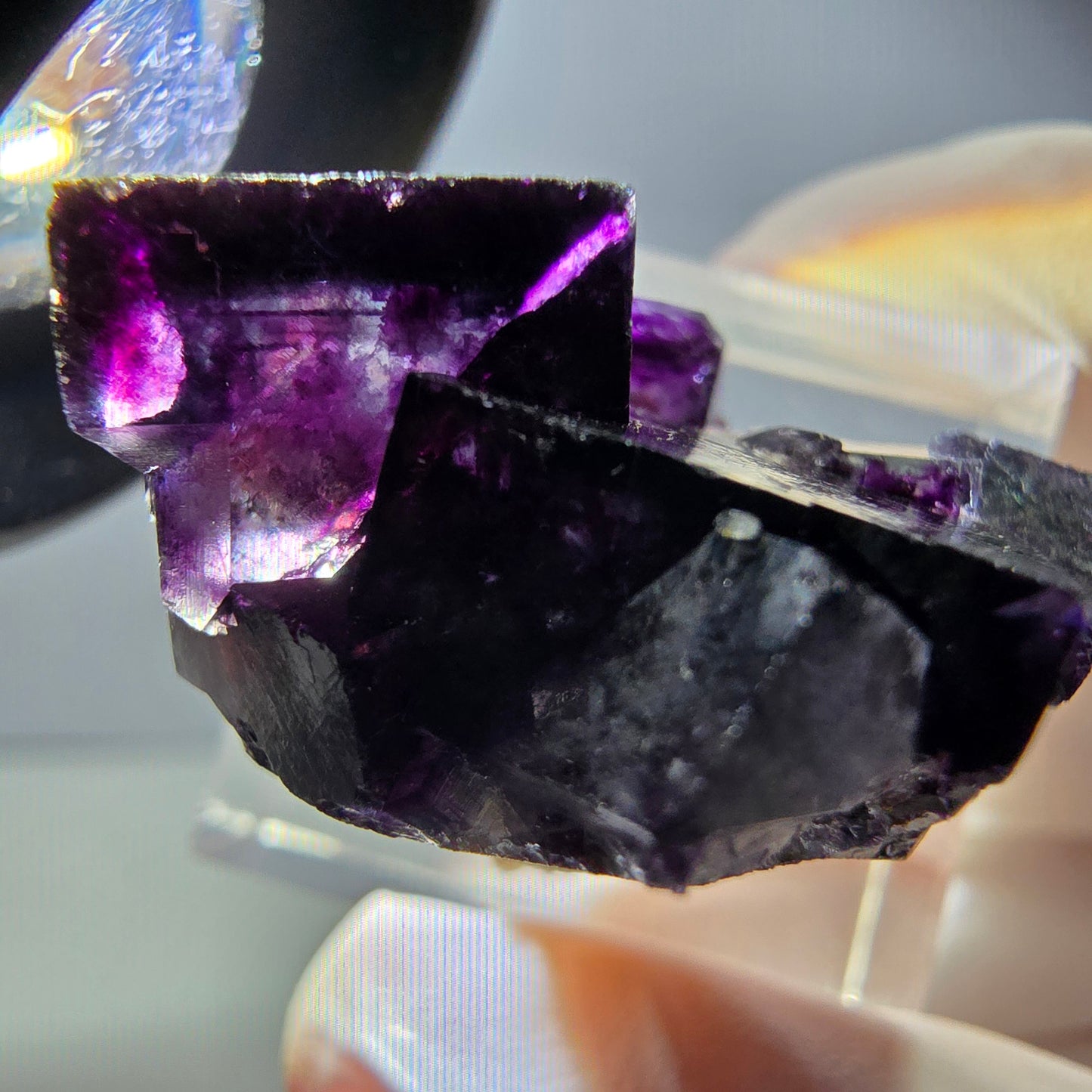 Rare Phantom Fluorite Cube Specimen, green purple Okorusu, Namibia 33*23*17mm