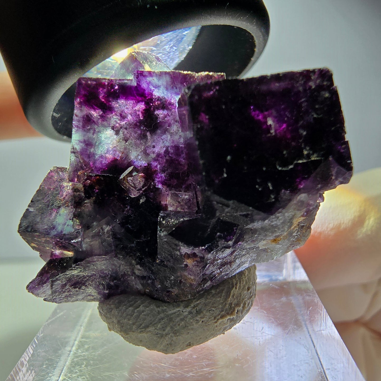Rare Phantom Fluorite Cube Specimen, green purple Okorusu, Namibia 33*23*17mm