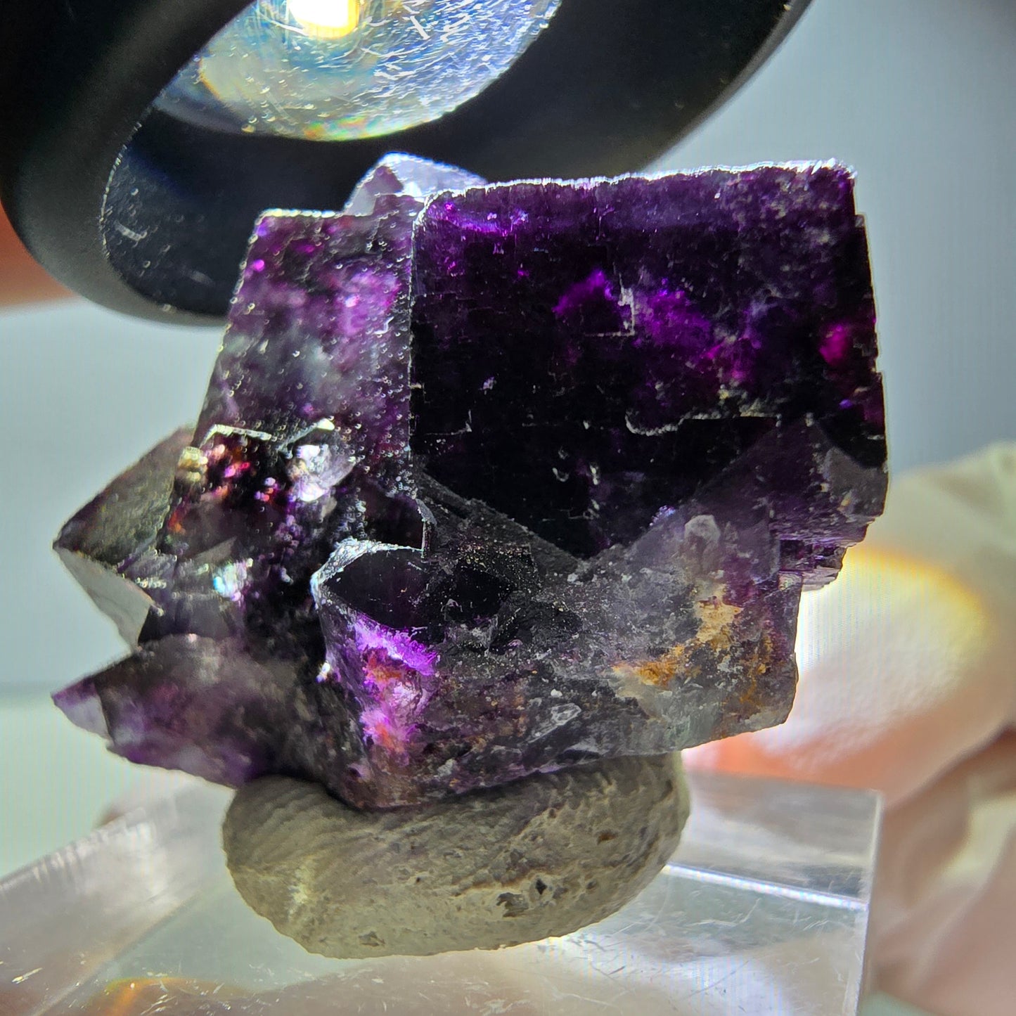 Rare Phantom Fluorite Cube Specimen, green purple Okorusu, Namibia 33*23*17mm