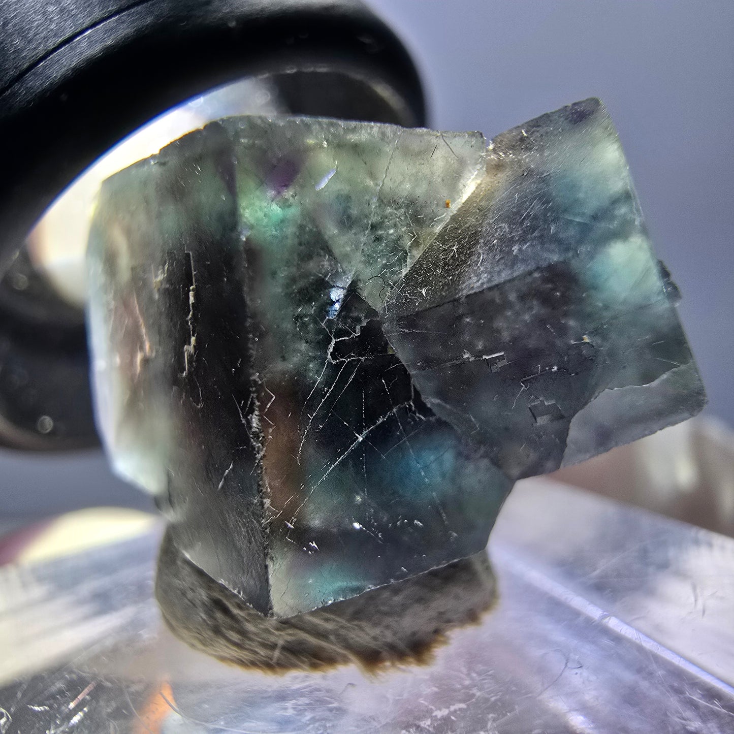 Rare spécimen de cube de fluorite fantôme, vert-violet, Okorusu, Namibie, 22 x 14 x 13 mm