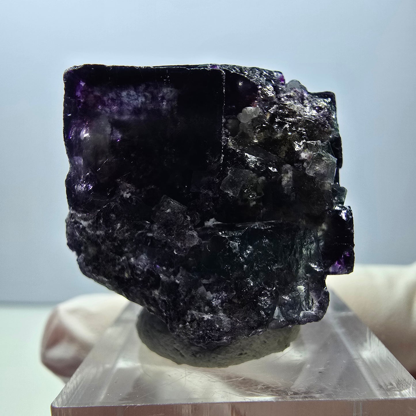 Rare spécimen de cube de fluorite fantôme, vert-violet, Okorusu, Namibie, 27 x 27 x 18 mm