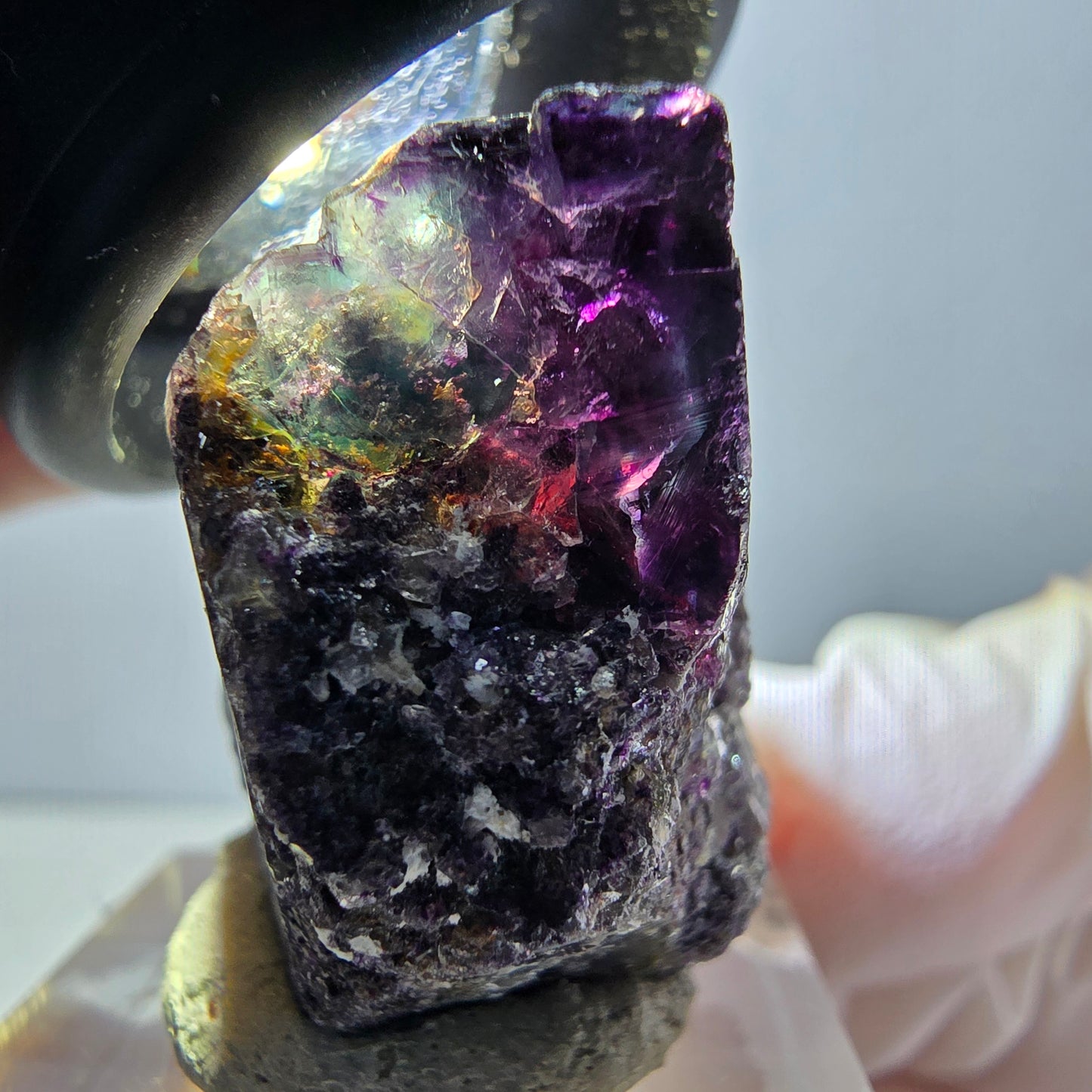 Rare spécimen de cube de fluorite fantôme, vert-violet, Okorusu, Namibie, 27 x 27 x 18 mm