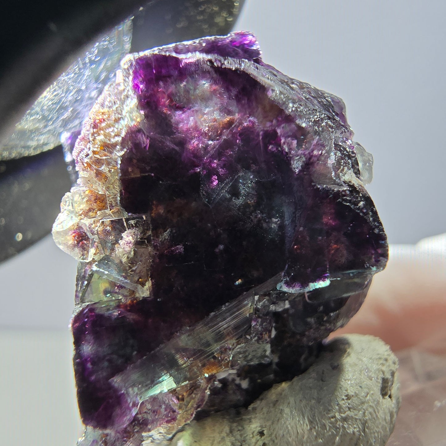 Rare spécimen de cube de fluorite fantôme, vert-violet, Okorusu, Namibie, 27 x 27 x 18 mm