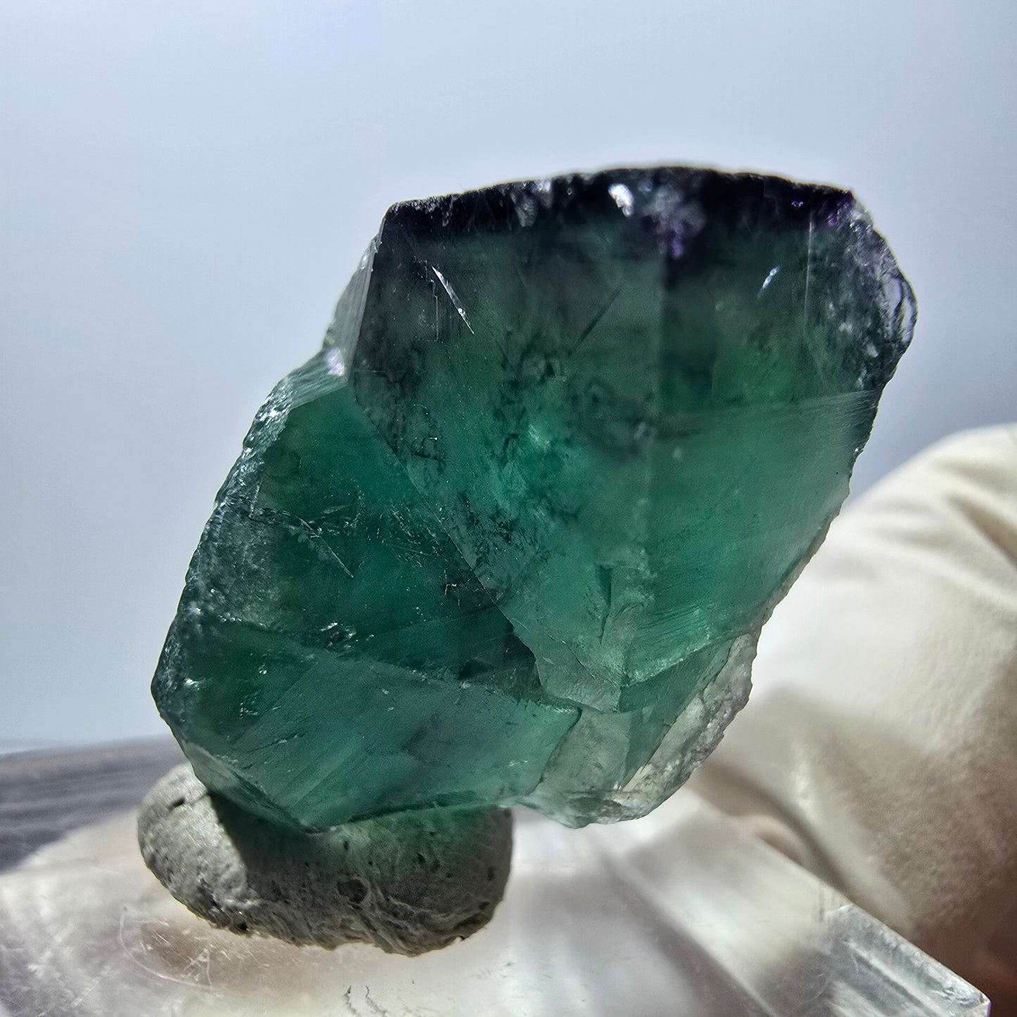 Spécimen rare de cube de fluorite fantôme, vert-violet, Okorusu, Namibie, 29 x 20 x 16 mm