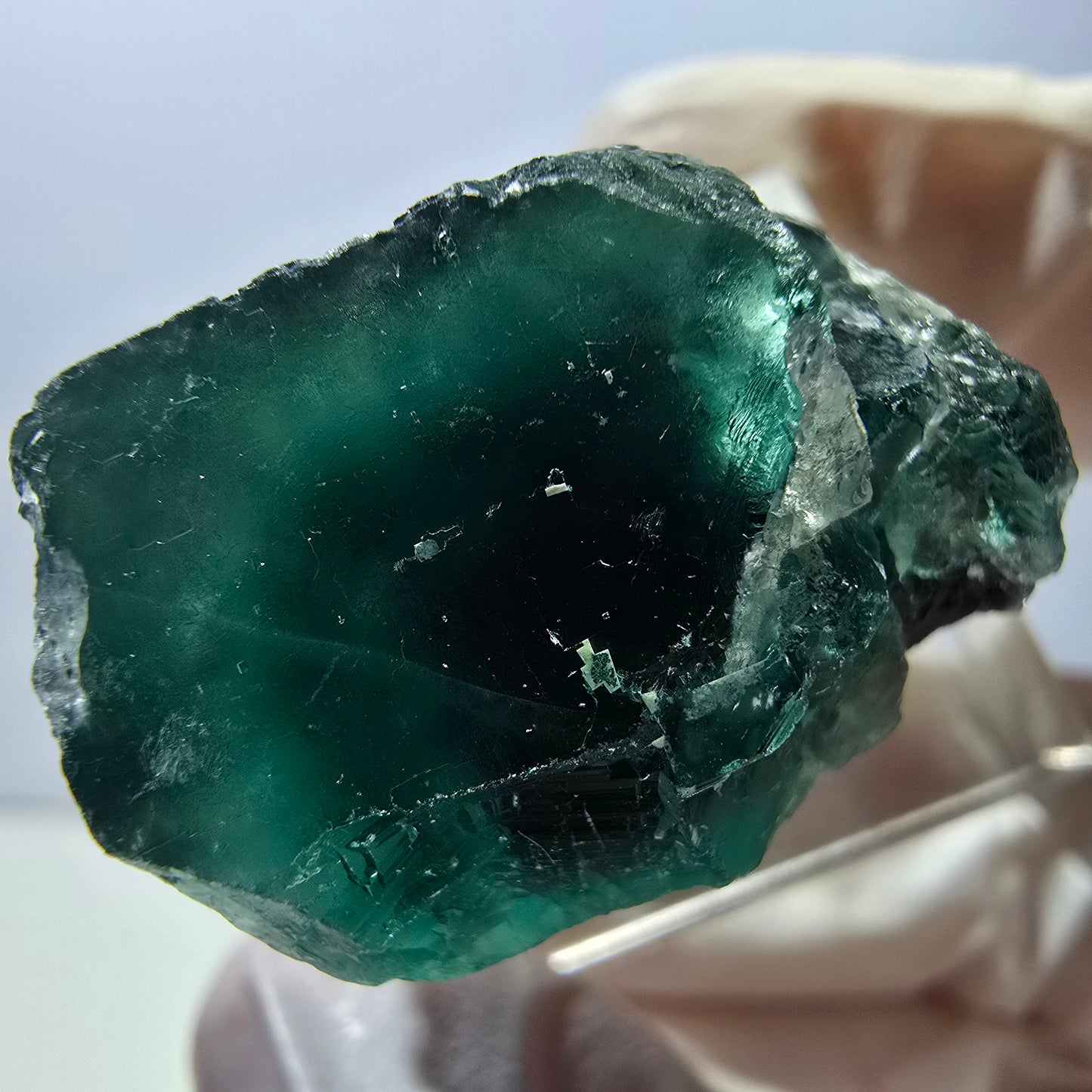 Spécimen rare de cube de fluorite fantôme, vert-violet, Okorusu, Namibie, 27 x 25 x 17 mm