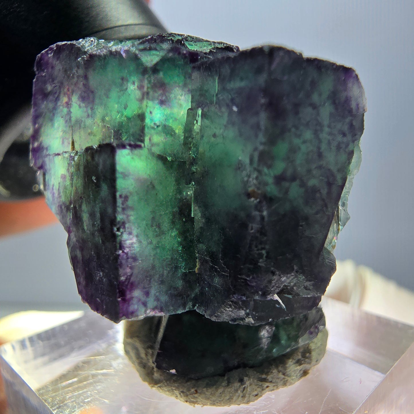 Rare spécimen de cube de fluorite fantôme, vert-violet, Okorusu, Namibie, 24 x 24 x 19 mm