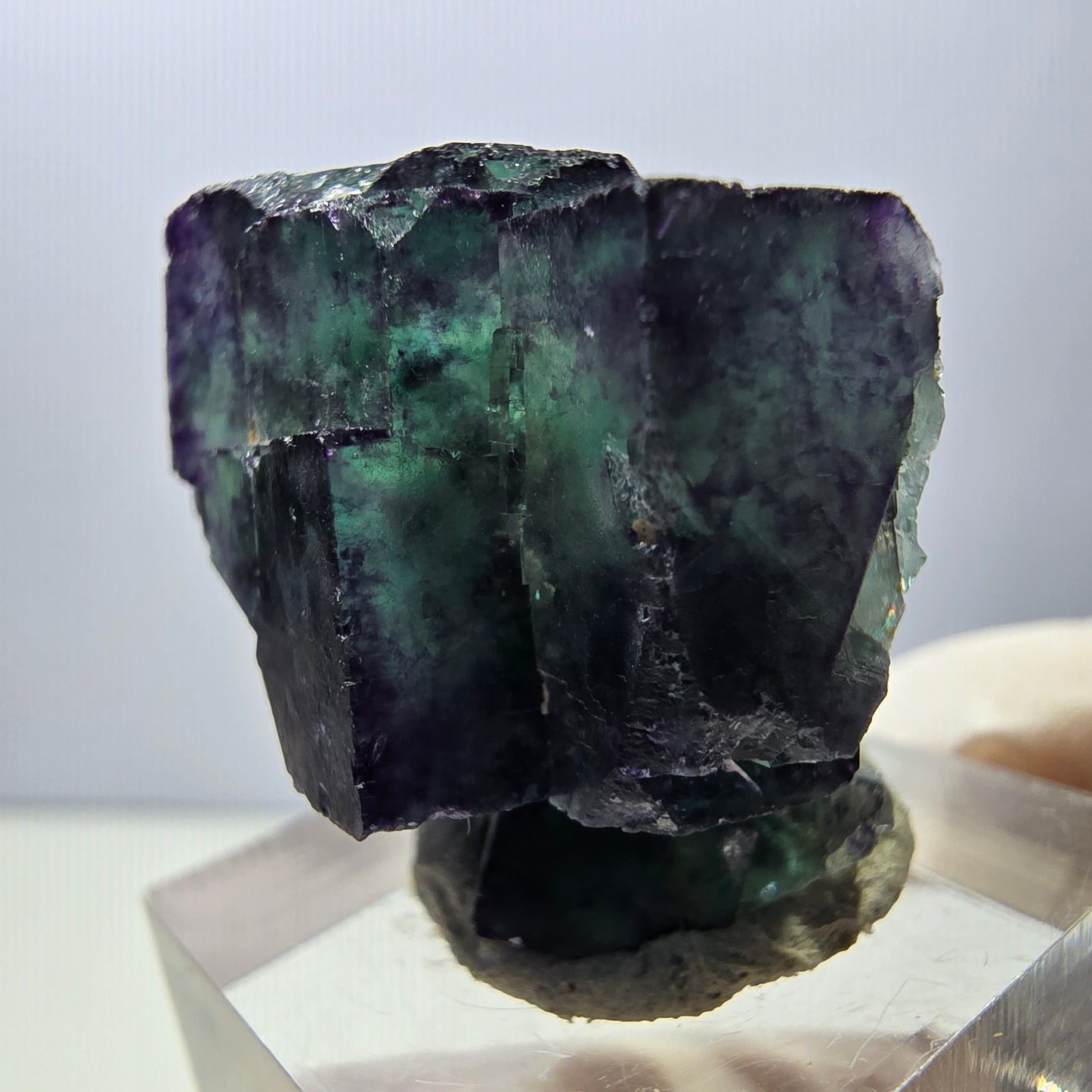 Rare spécimen de cube de fluorite fantôme, vert-violet, Okorusu, Namibie, 24 x 24 x 19 mm