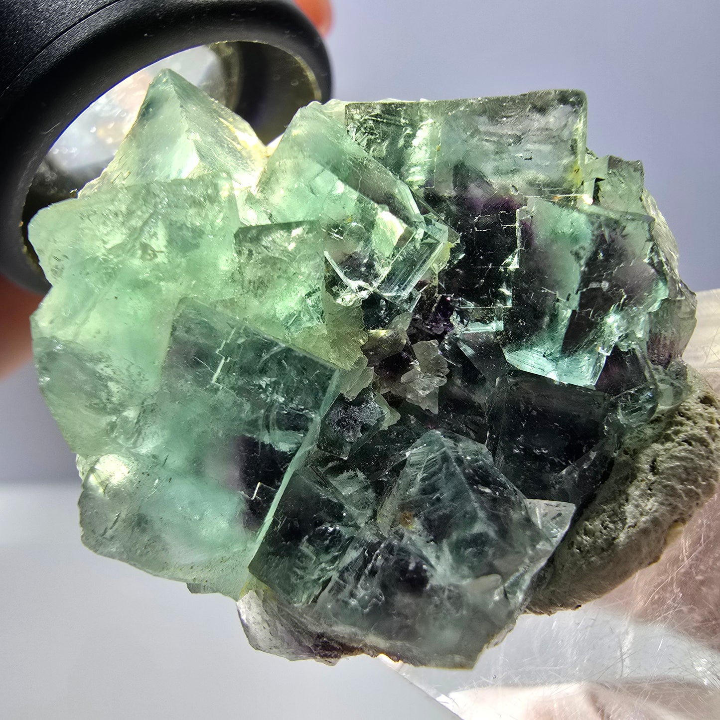 Rare spécimen de cube de fluorite fantôme, vert-violet, Okorusu, Namibie, 35 x 32 x 16 mm