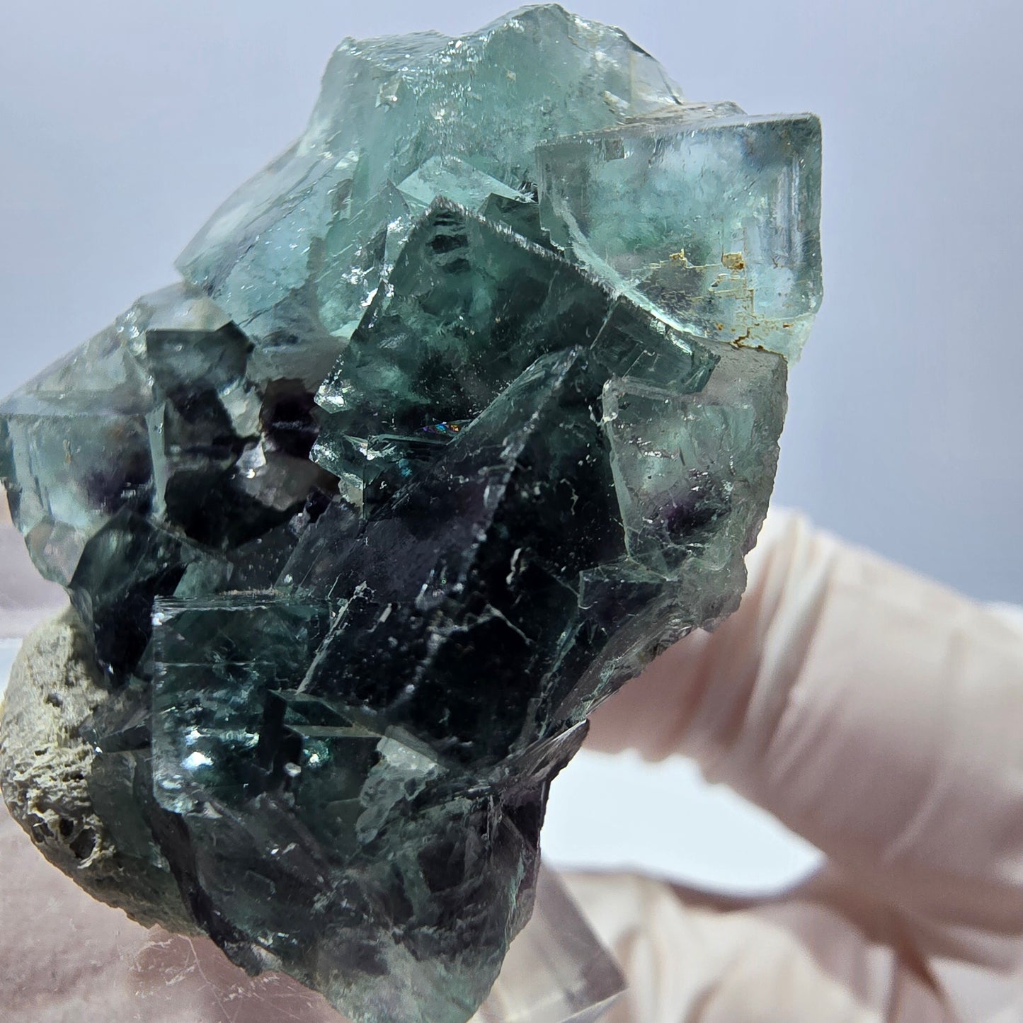 Rare spécimen de cube de fluorite fantôme, vert-violet, Okorusu, Namibie, 35 x 32 x 16 mm
