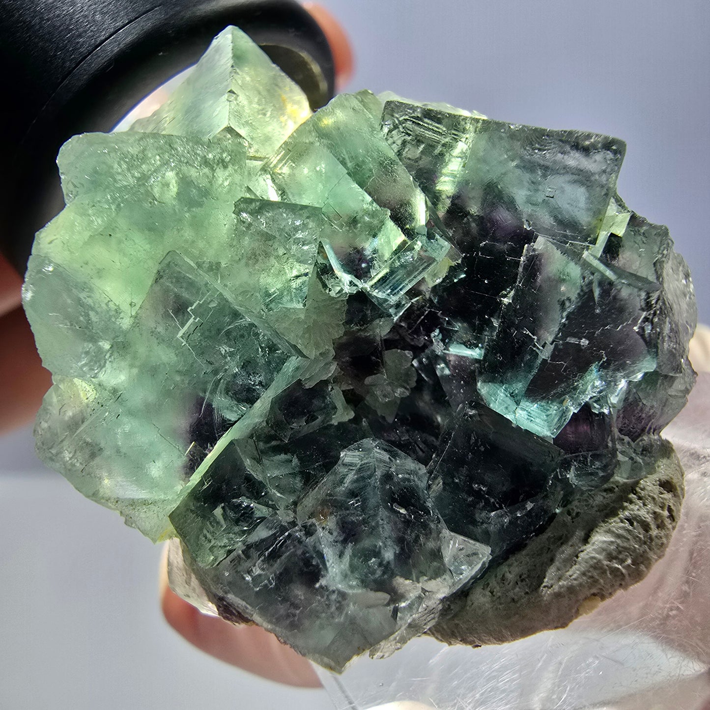 Rare spécimen de cube de fluorite fantôme, vert-violet, Okorusu, Namibie, 35 x 32 x 16 mm