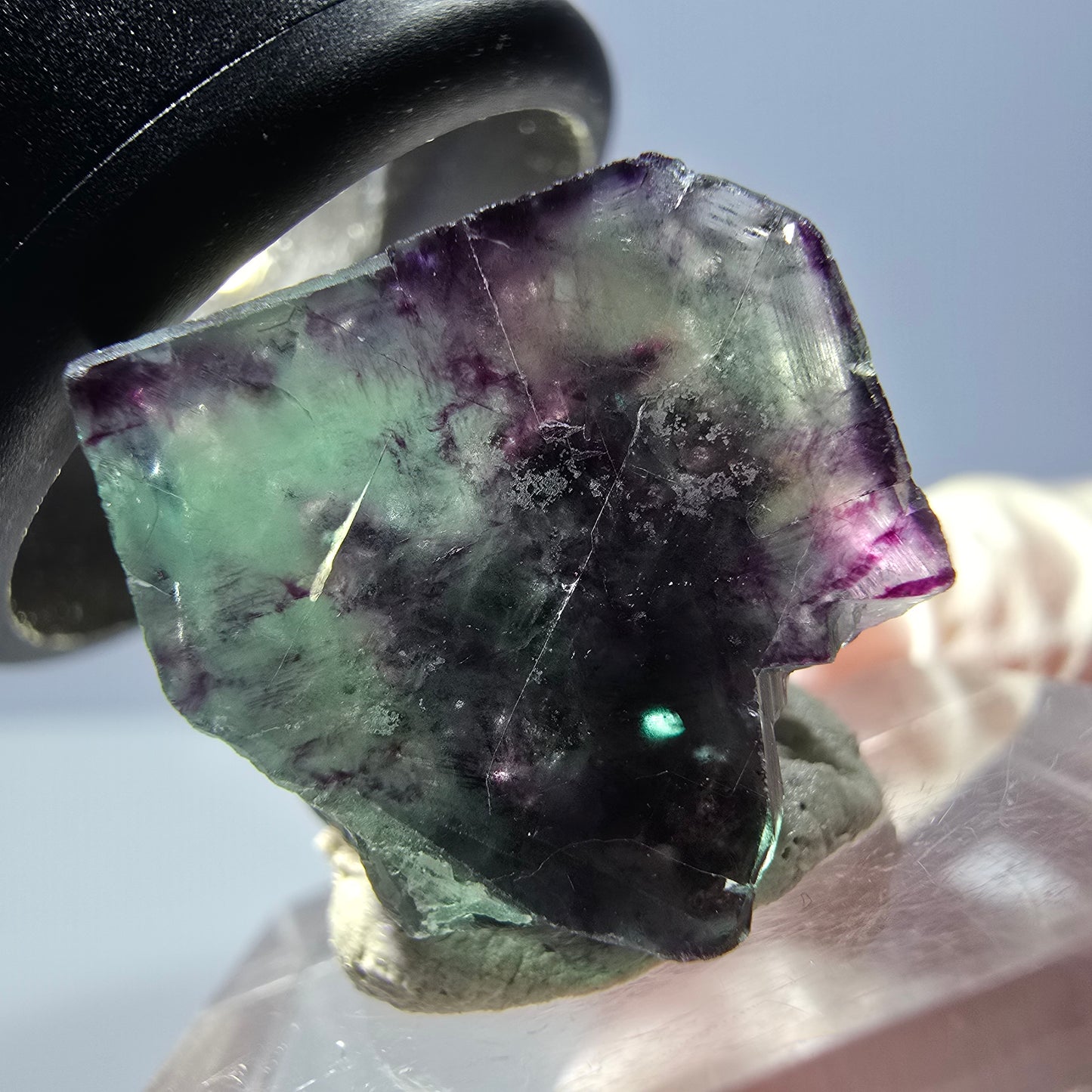 Rare spécimen de cube de fluorite fantôme, vert-violet, Okorusu, Namibie, 26 x 17 x 16 mm