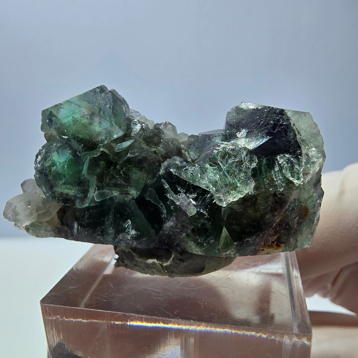 Seltene Phantom Fluorit Würfel, Quarz Stufe, grün Okorusu, Namibia 41*20*20mm
