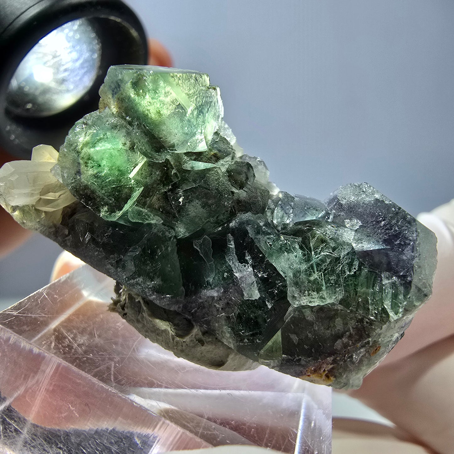 Seltene Phantom Fluorit Würfel, Quarz Stufe, grün Okorusu, Namibia 41*20*20mm